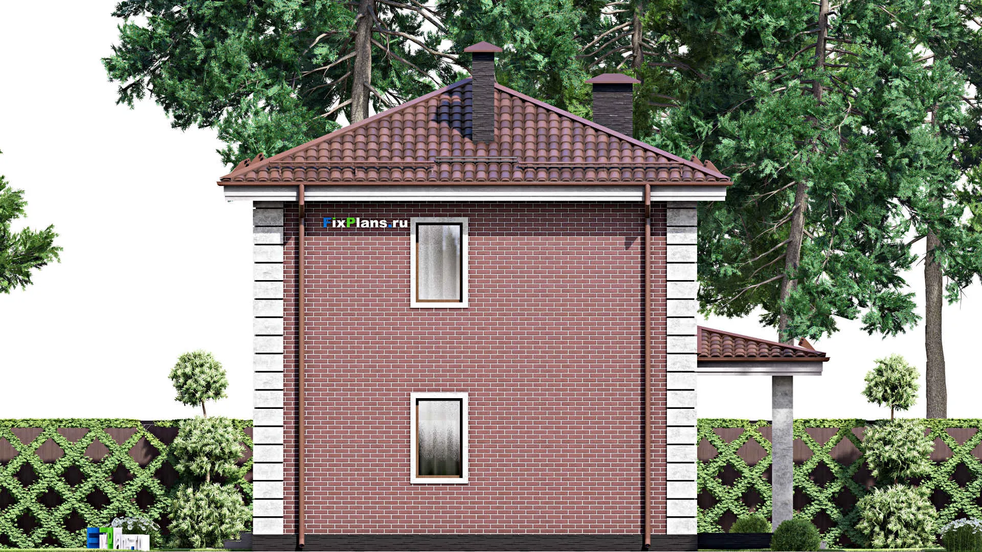 F-13238 - Планы двухэтажного дома 10 на 16, площадью 200 м² с террасой, балконом и 4 спальнями