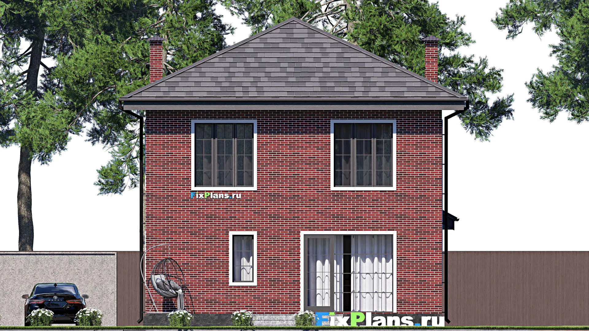 F-17990 - Планы двухэтажного дома 9 на 18, площадью 220 м² с террасой, балконом и 4 спальнями