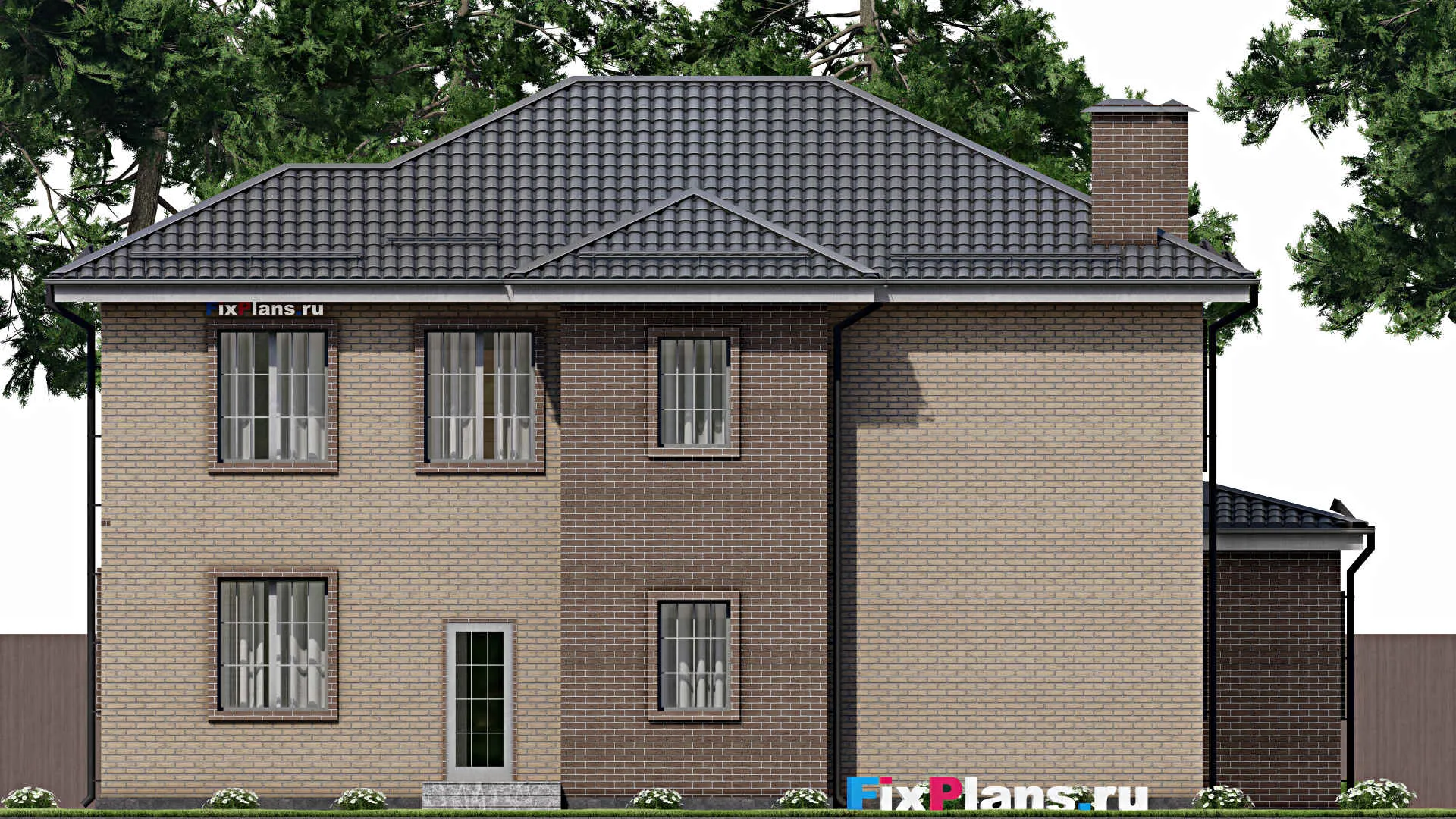 F-4481 - Проект двухэтажного дома 16 на 17, площадью 240 м² с балконом, гаражом на 2 машины и 3 спальнями