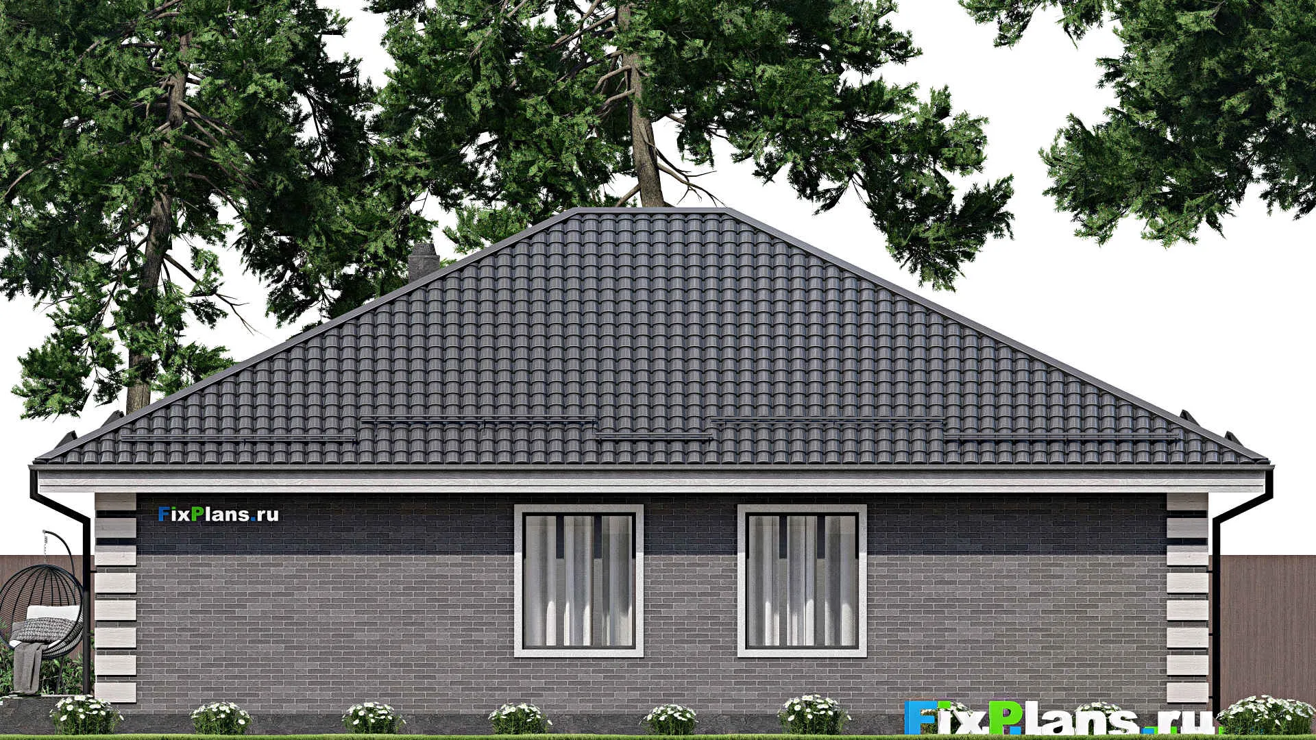 F-3185 - План одноэтажного дома 13 на 15, площадью 140 м² с 4 спальнями