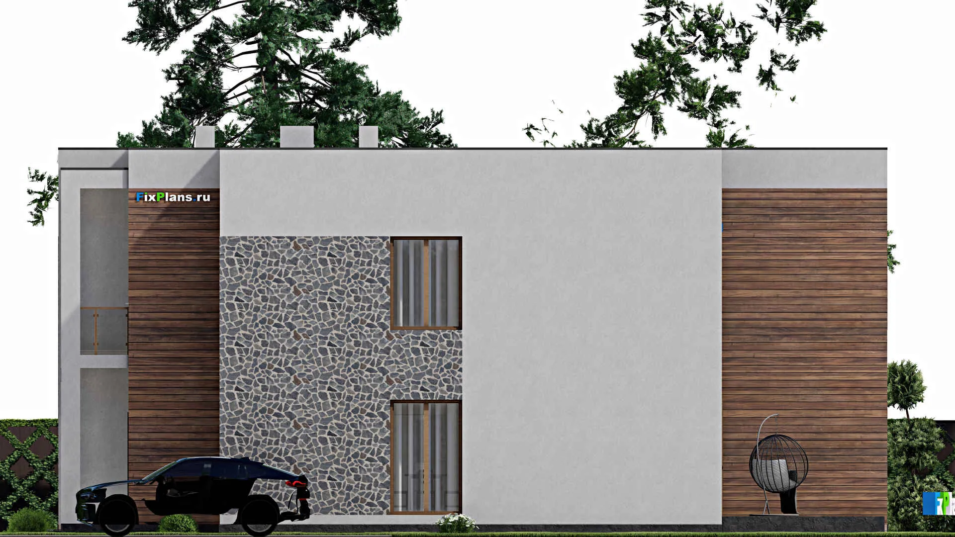 F-8918 - Проект двухэтажного дома 13 на 18, площадью 300 м² с террасой, балконом и 9 спальнями