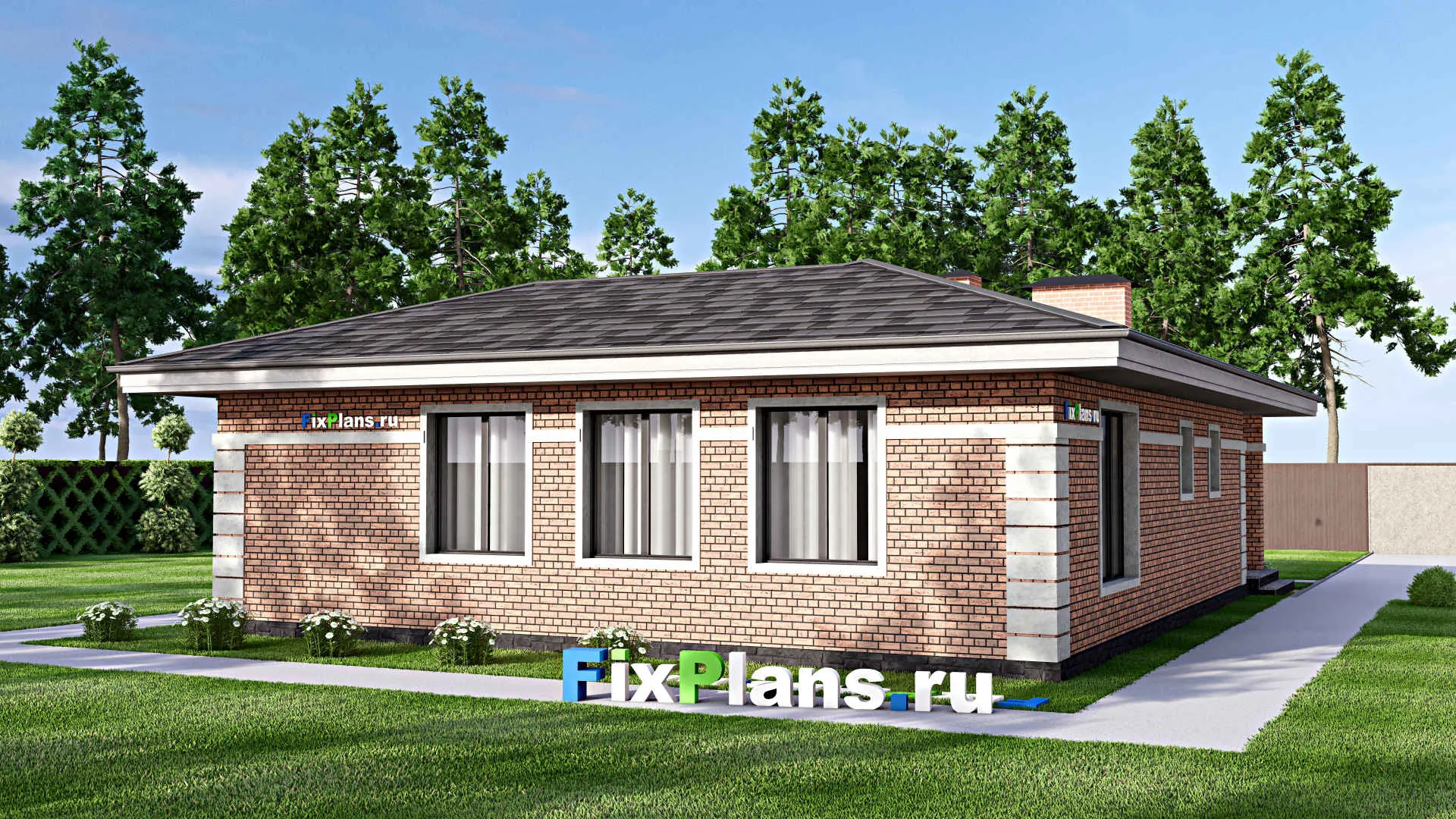 F-15344 - Проект бани 12 на 16, площадью 110 м² с терассой, бассейном и санузлом