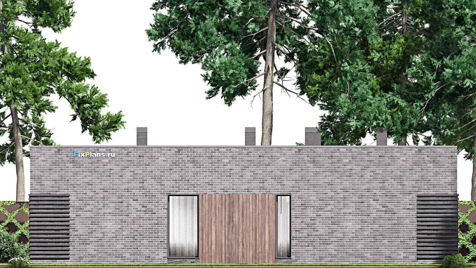 F-12986 - План одноэтажного дома 16 на 19, площадью 220 м² с террасой и 4 спальнями