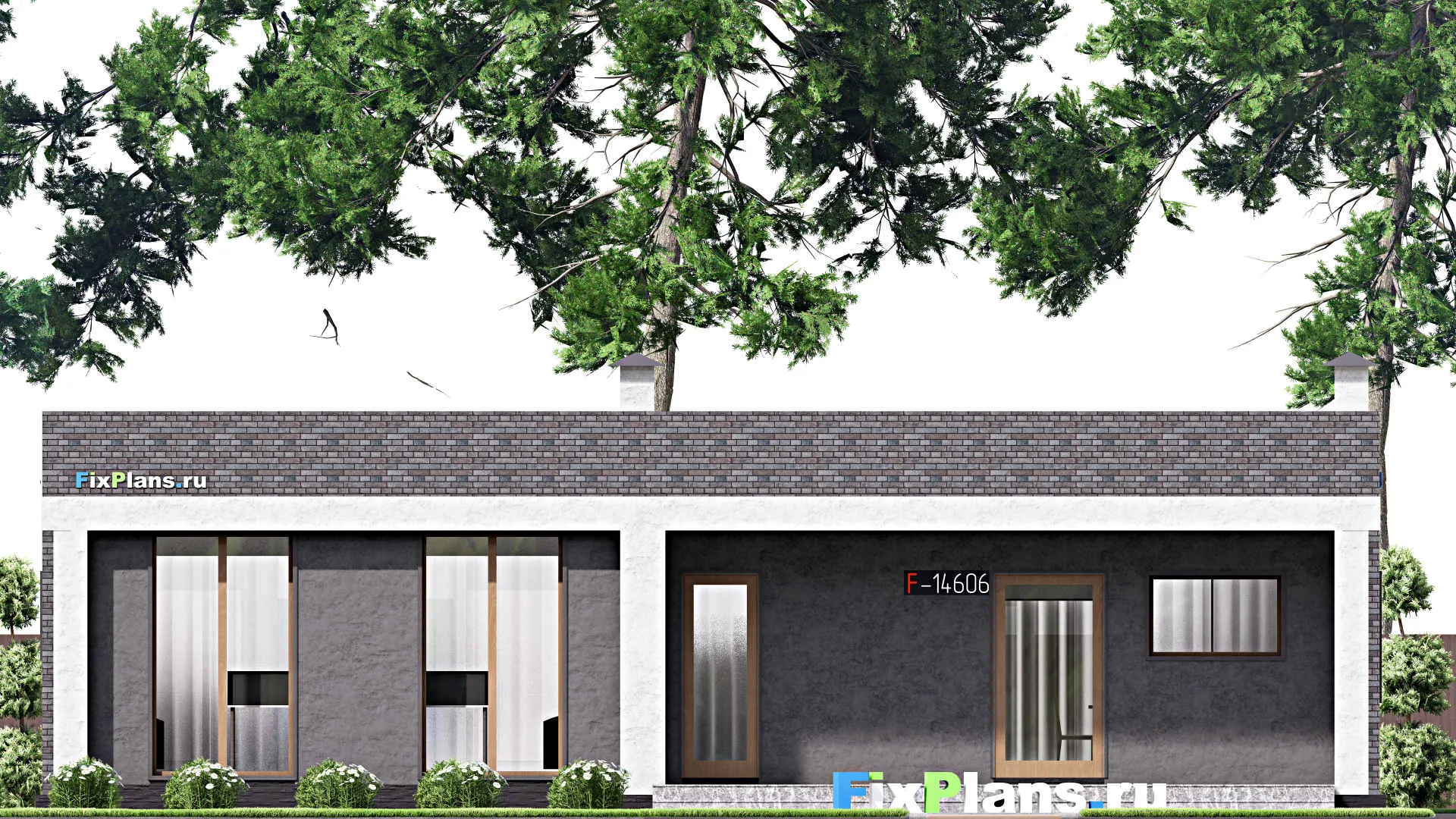 F-14606 - Проект одноэтажного дома 15 на 16, площадью 190 м² с террасой и 3 спальнями