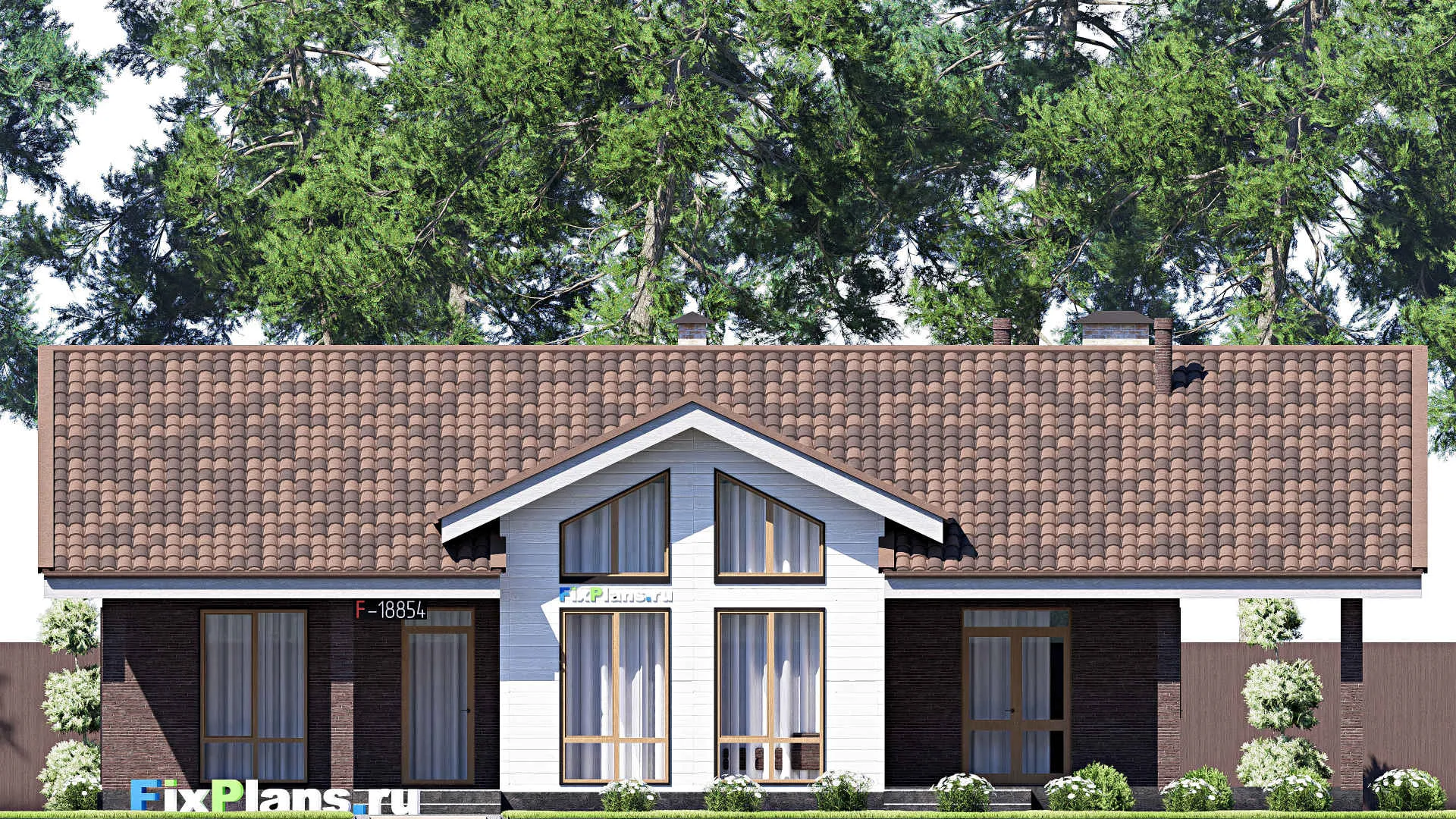 F-18854 - План одноэтажного дома 12 на 18, площадью 160 м² с террасой и 3 спальнями