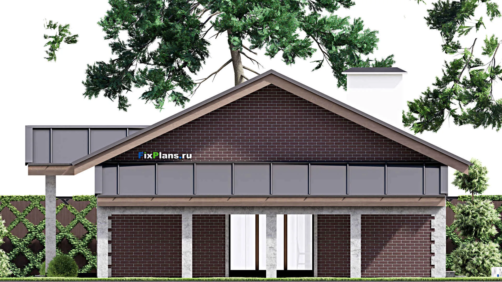 F-13517 - План одноэтажного дома 12 на 19, площадью 130 м² с баней и 3 спальнями