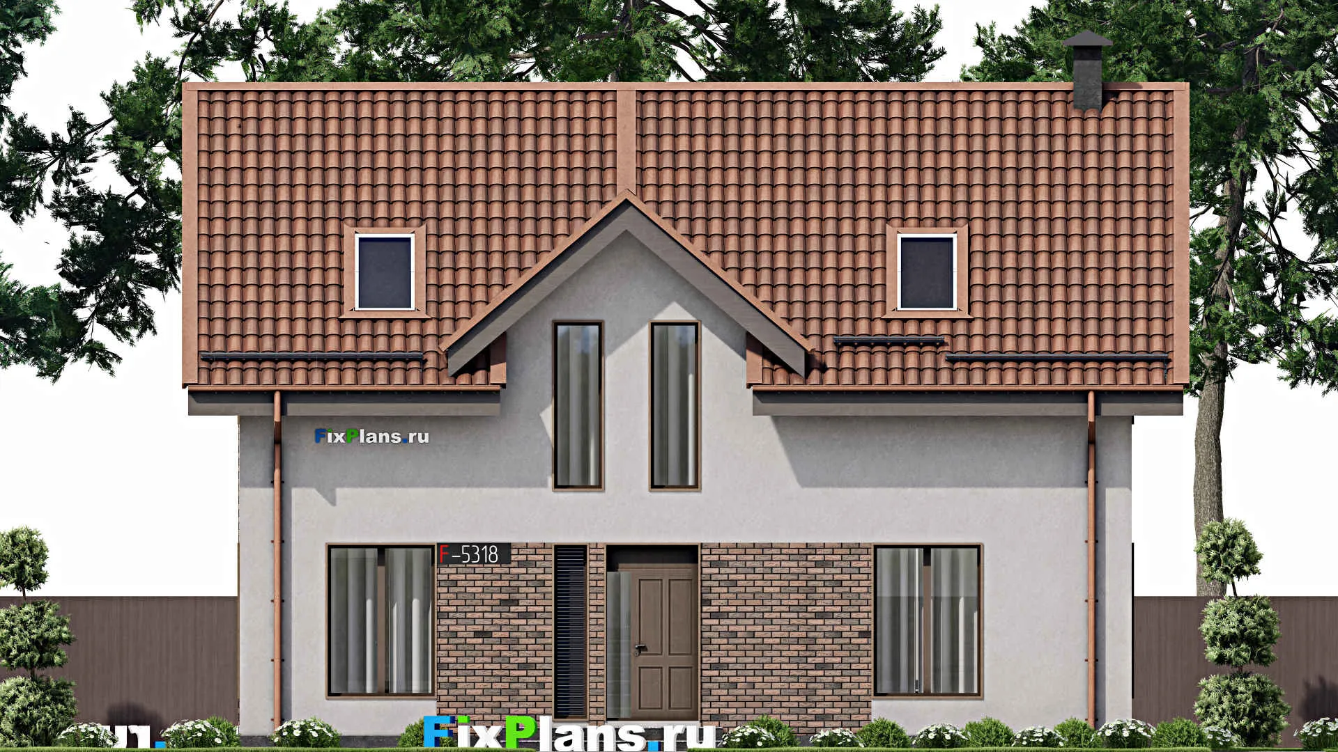 F-5318 - Проект дома с мансардой 10 на 13, площадью 150 м² с 4 спальнями