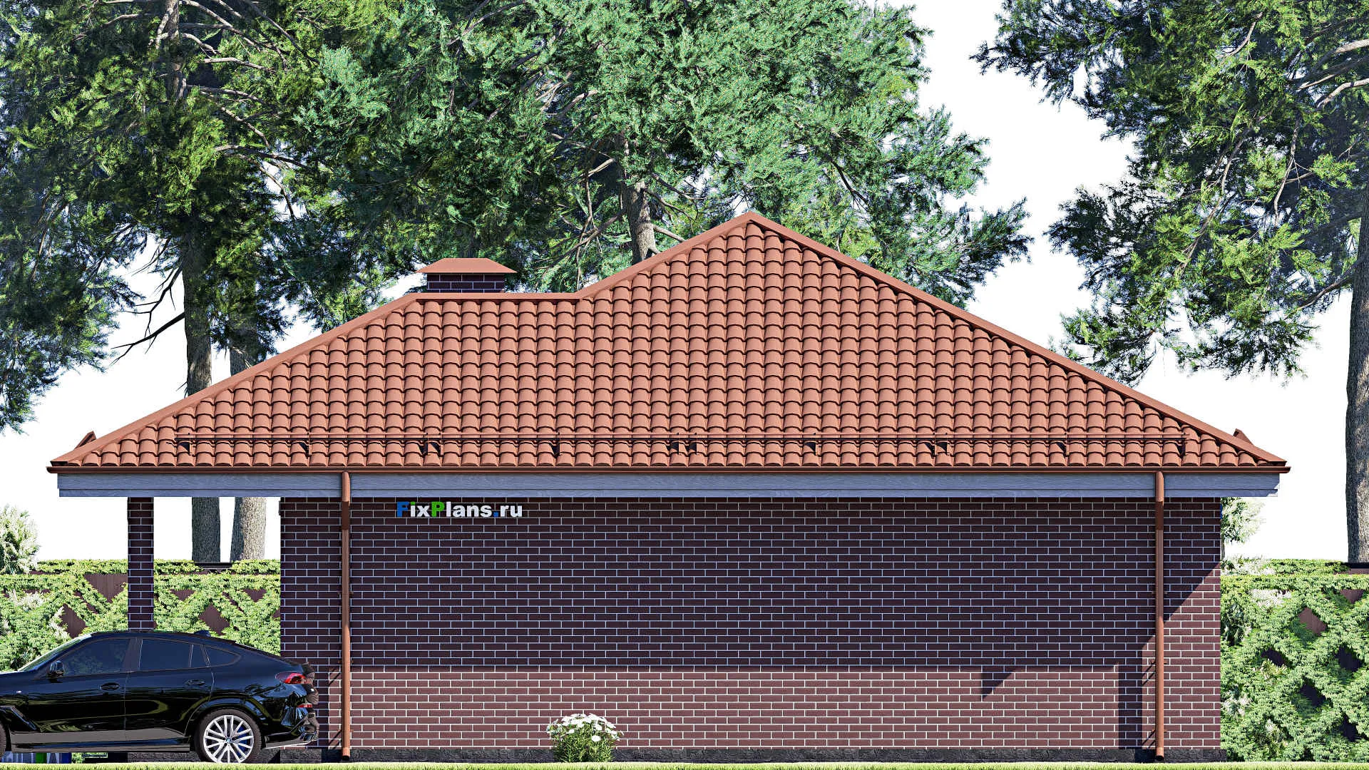 F-18296 - План одноэтажного дома 12 на 13, площадью 120 м² с 2 спальнями