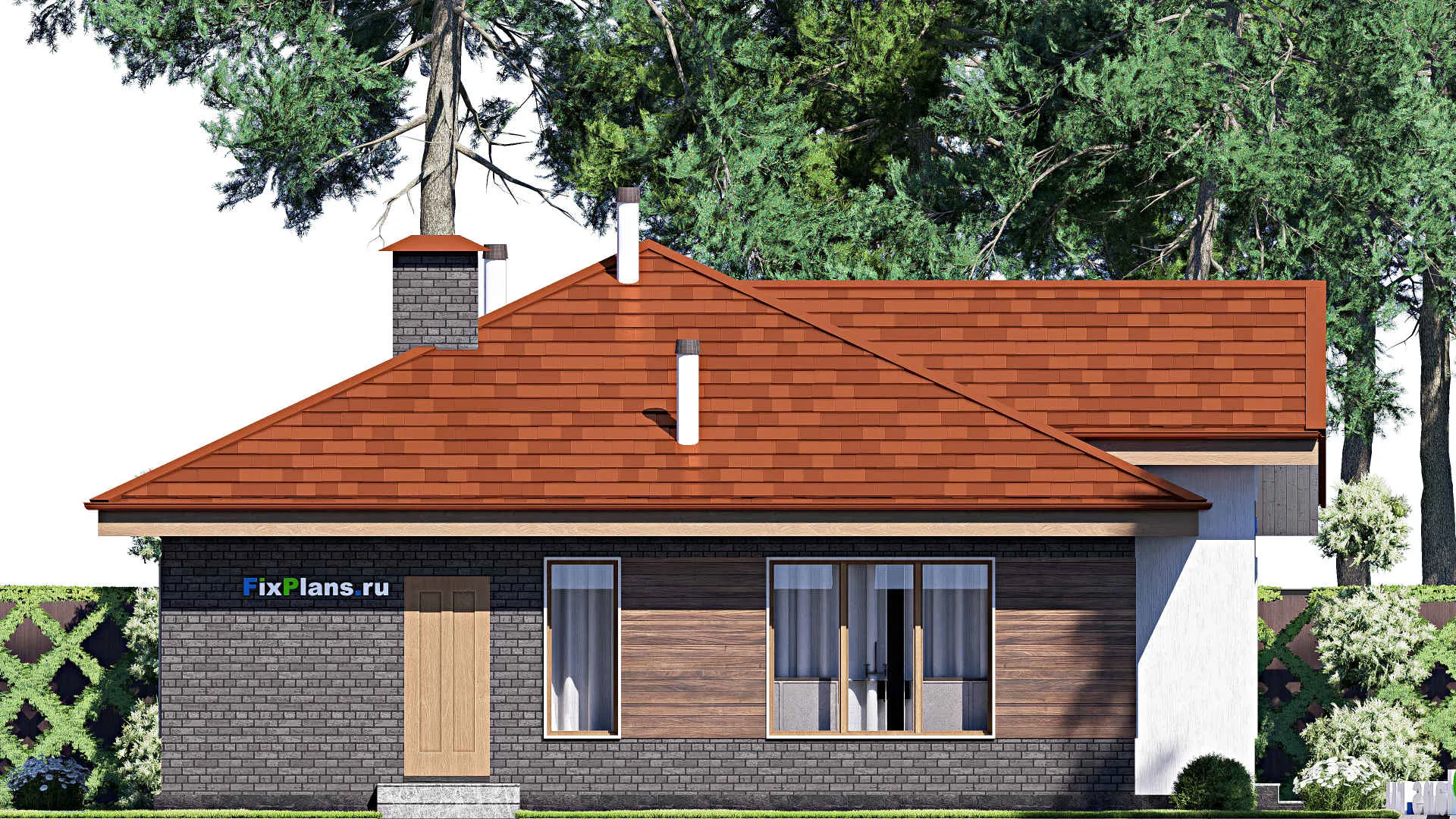 F-15173 - Проект одноэтажного дома 12 на 16, площадью 130 м² с 3 спальнями