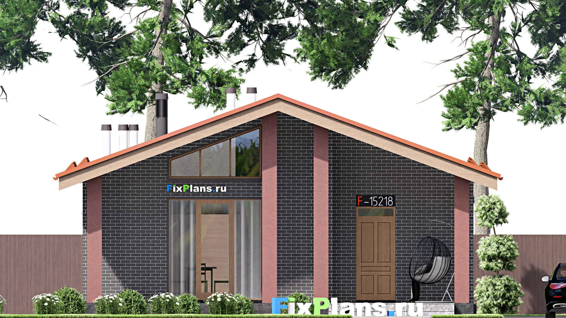 F-15218 - Проект одноэтажного дома 10 на 16, площадью 130 м² с террасой и 3 спальнями