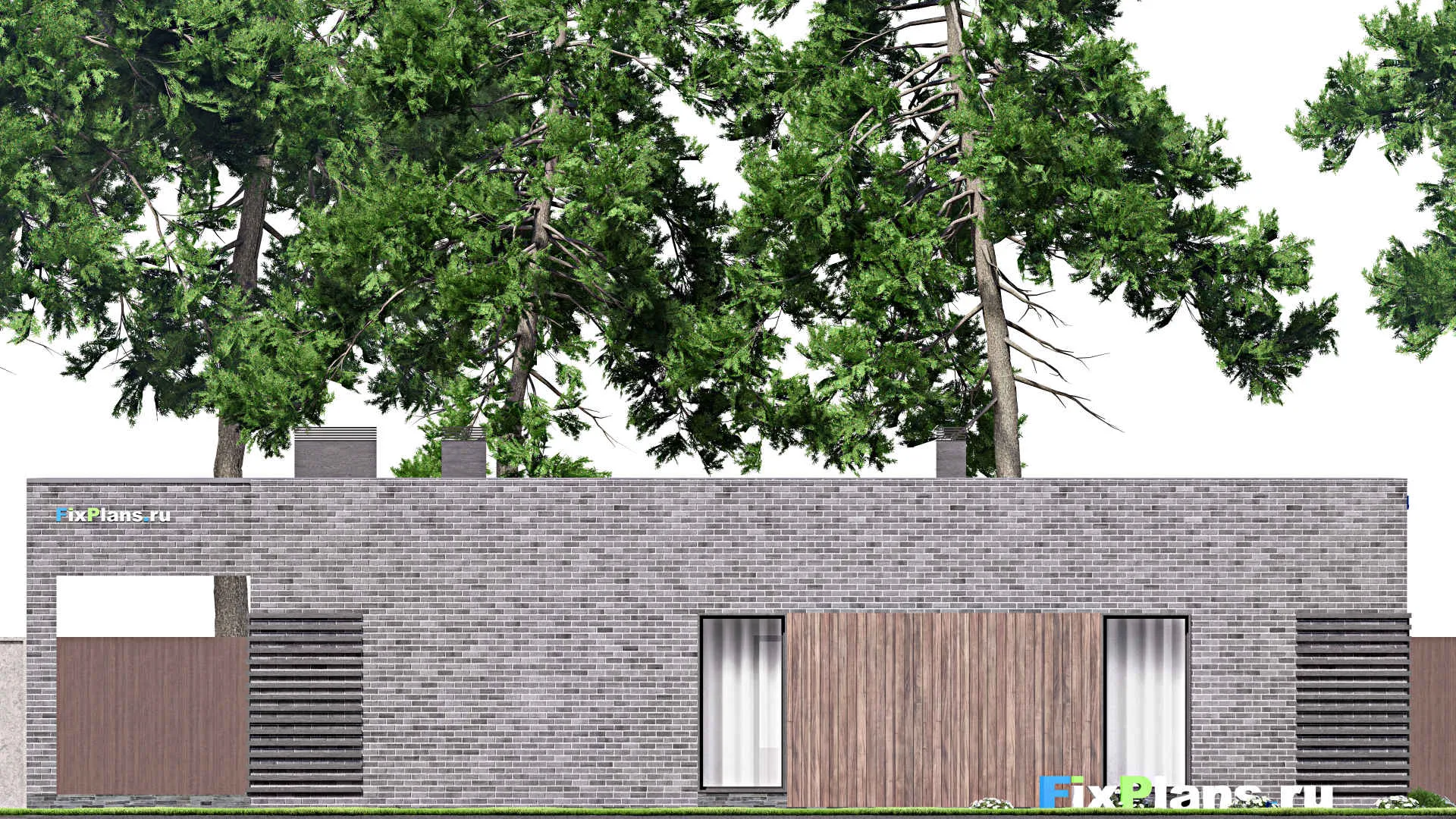 F-12986 - План одноэтажного дома 16 на 19, площадью 220 м² с террасой и 4 спальнями