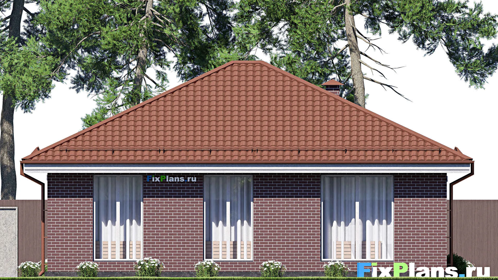 F-18296 - План одноэтажного дома 12 на 13, площадью 120 м² с 2 спальнями