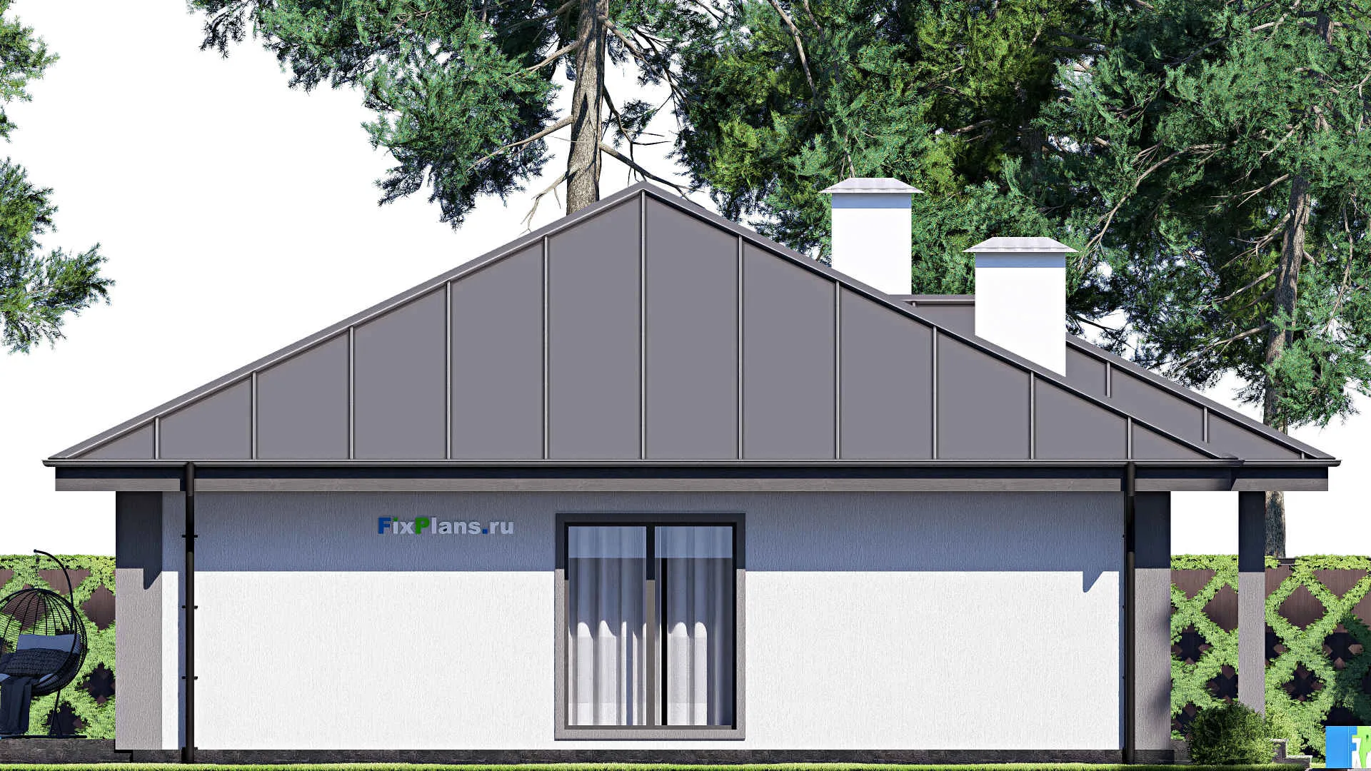 F-17918 - Проект одноэтажного дома 15 на 16, площадью 170 м² с террасой и 3 спальнями