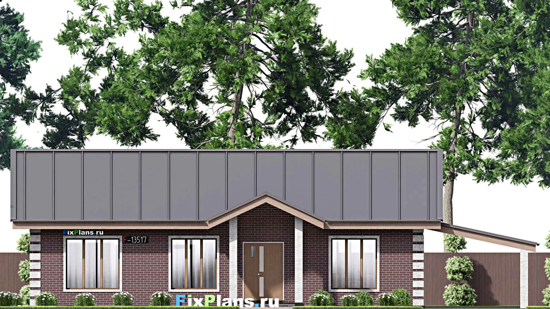 F-13517 - План одноэтажного дома 12 на 19, площадью 130 м² с баней и 3 спальнями