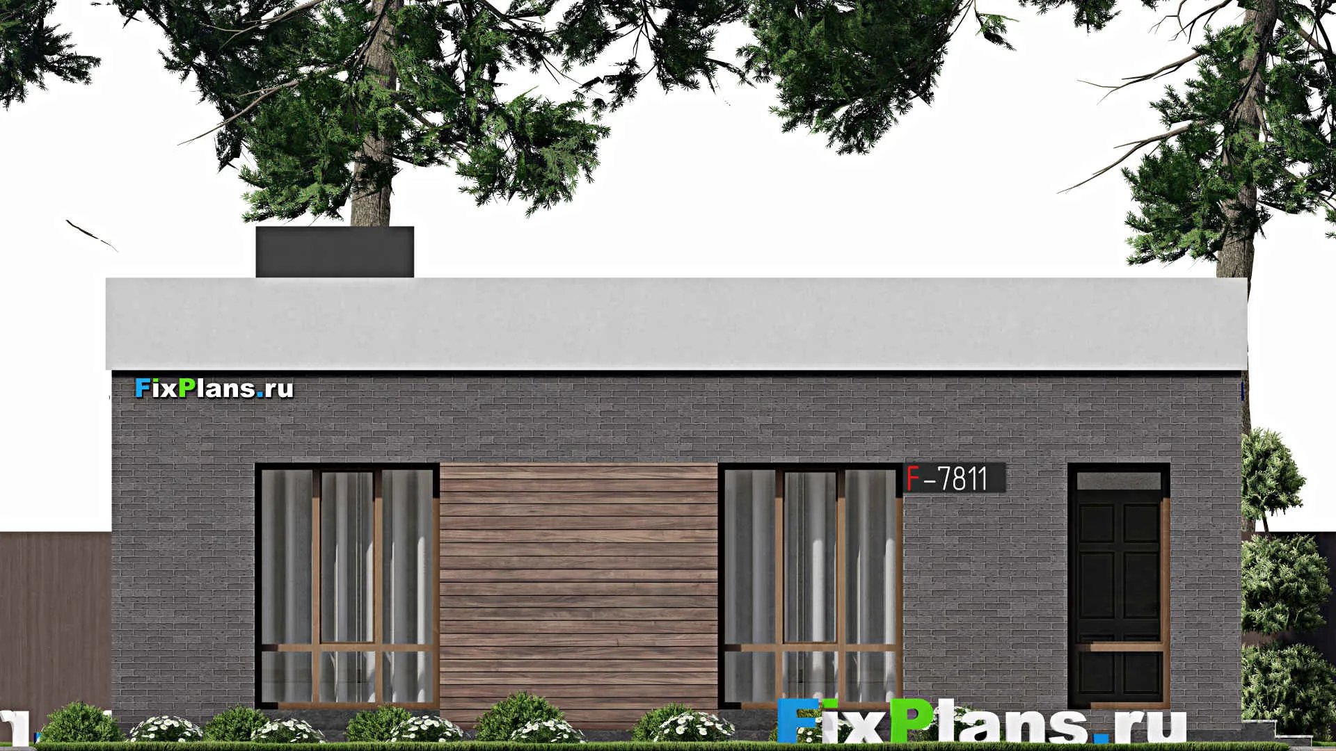 F-7811 - План одноэтажного дома 11 на 13, площадью 120 м² с 3 спальнями