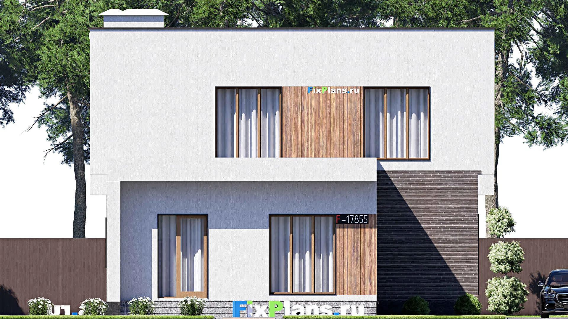 F-17855 - Планы двухэтажного дома 12 на 13, площадью 160 м² с балконом и 4 спальнями