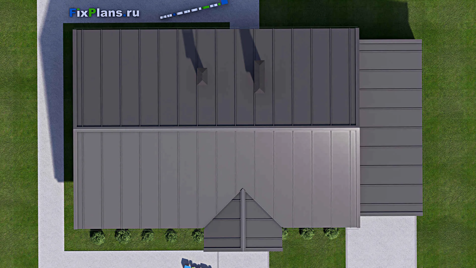 F-13517 - План одноэтажного дома 12 на 19, площадью 130 м² с баней и 3 спальнями