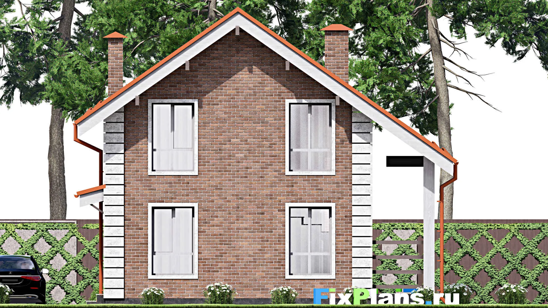 F-14660 - Проект дома с мансардой 9 на 9, площадью 110 м² с террасой и 3 спальнями