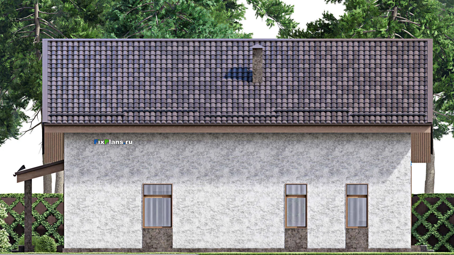 F-13328 - Проект дома с мансардой 12 на 16, площадью 220 м² с террасой, балконом и 3 спальнями