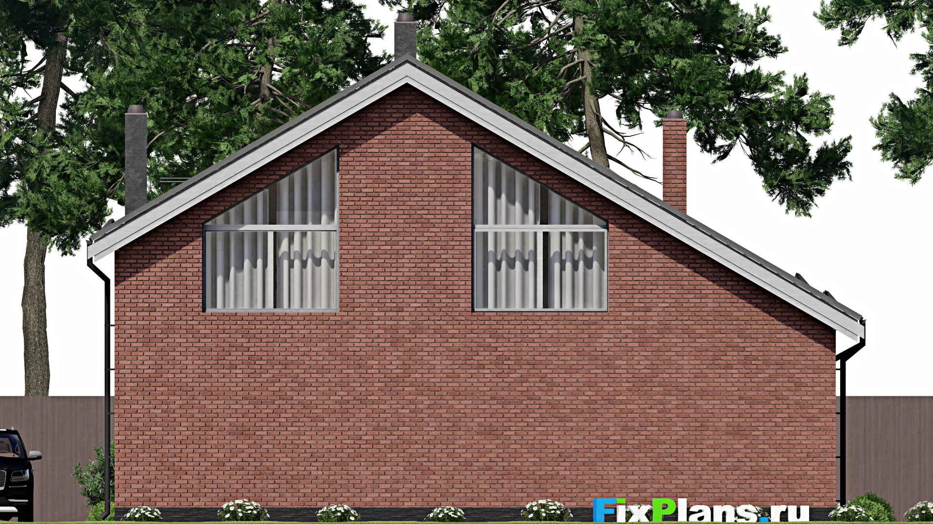 F-2627 - Планы дома с мансардой 11 на 14, площадью 190 м² с террасой, балконом, баней и 3 спальнями