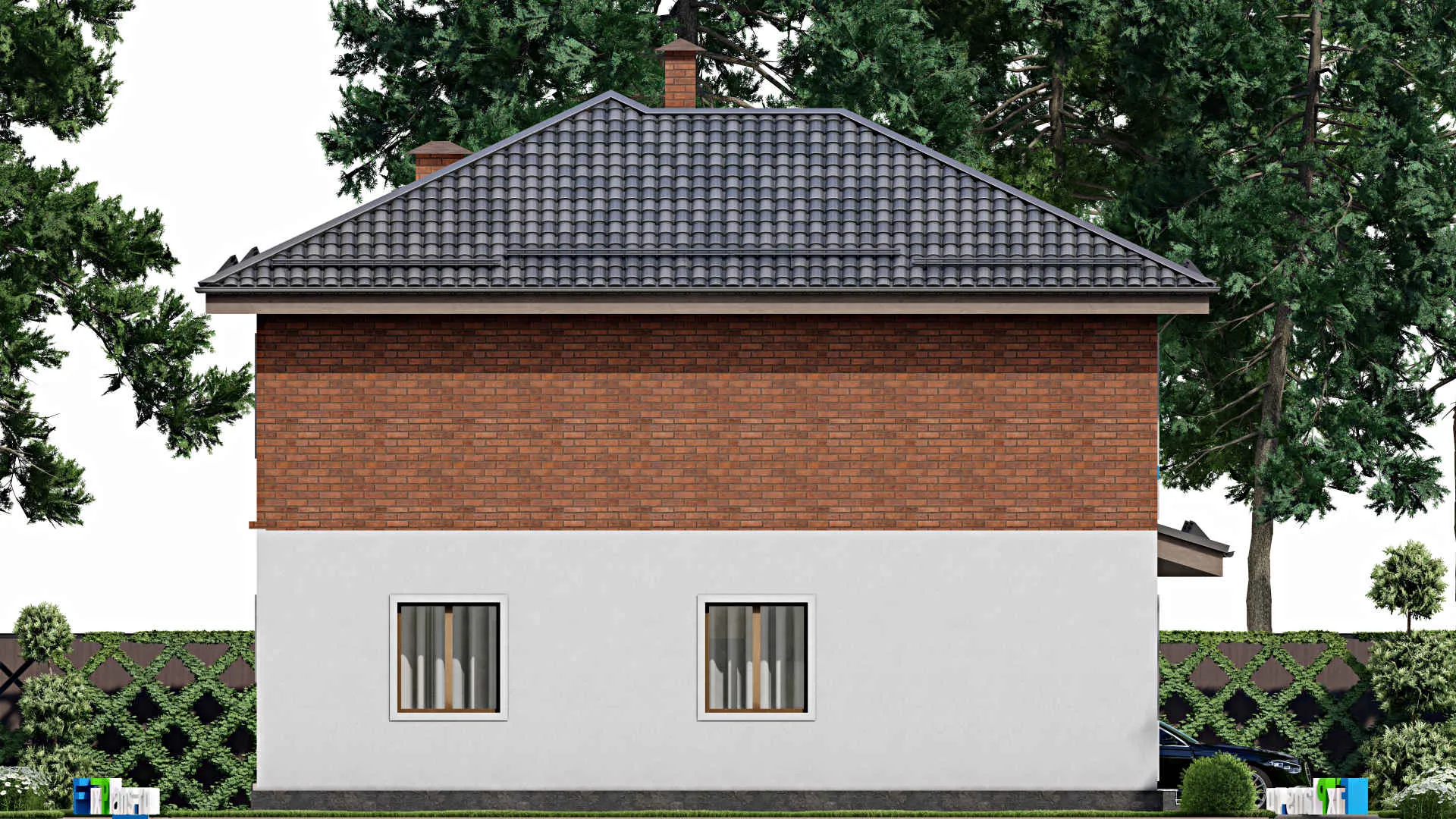 F-12239 - Планы двухэтажного дома 12 на 15, площадью 210 м² с 5 спальнями