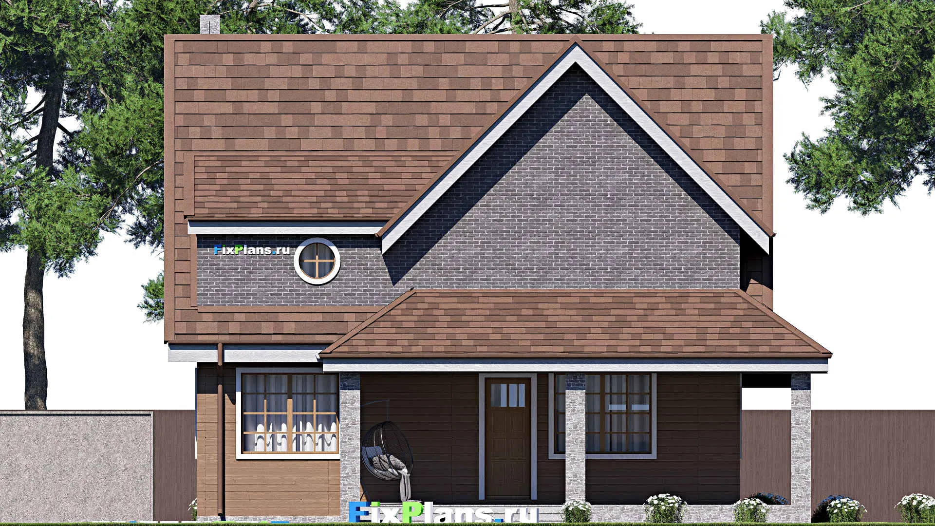 F-17108 - Планы дома с мансардой 13 на 16, площадью 220 м² с террасой и 3 спальнями