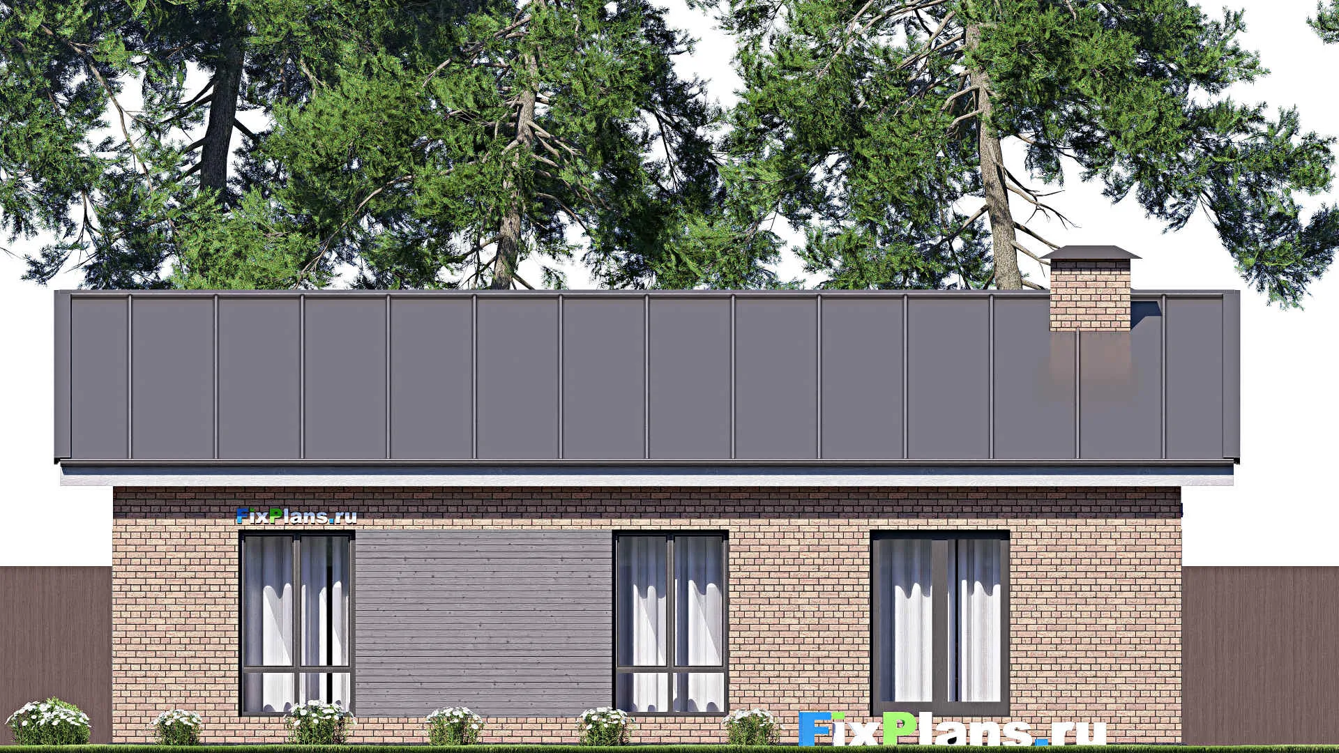 F-18242 - План одноэтажного дома 14 на 16, площадью 150 м² с гаражом на 2 машины и 2 спальнями