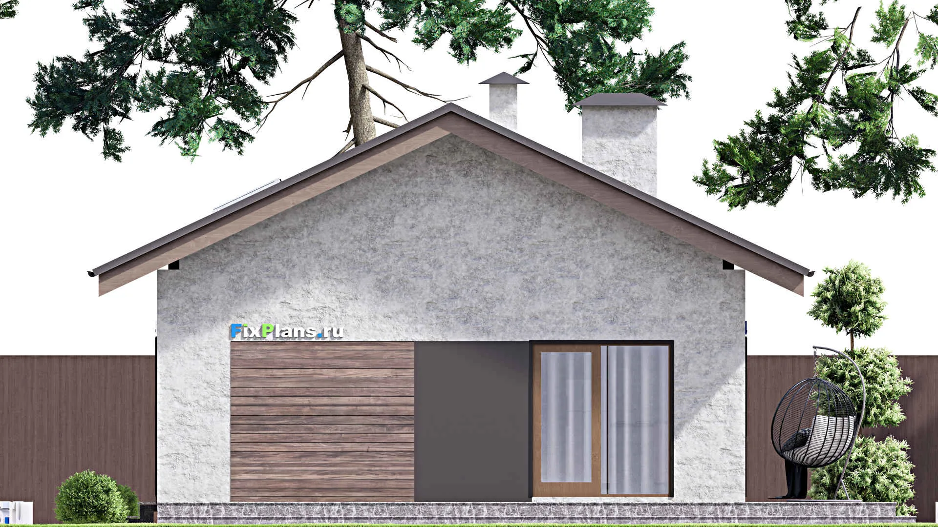 F-14732 - Проект одноэтажного дома 10 на 13, площадью 100 м² с террасой, баней и 2 спальнями