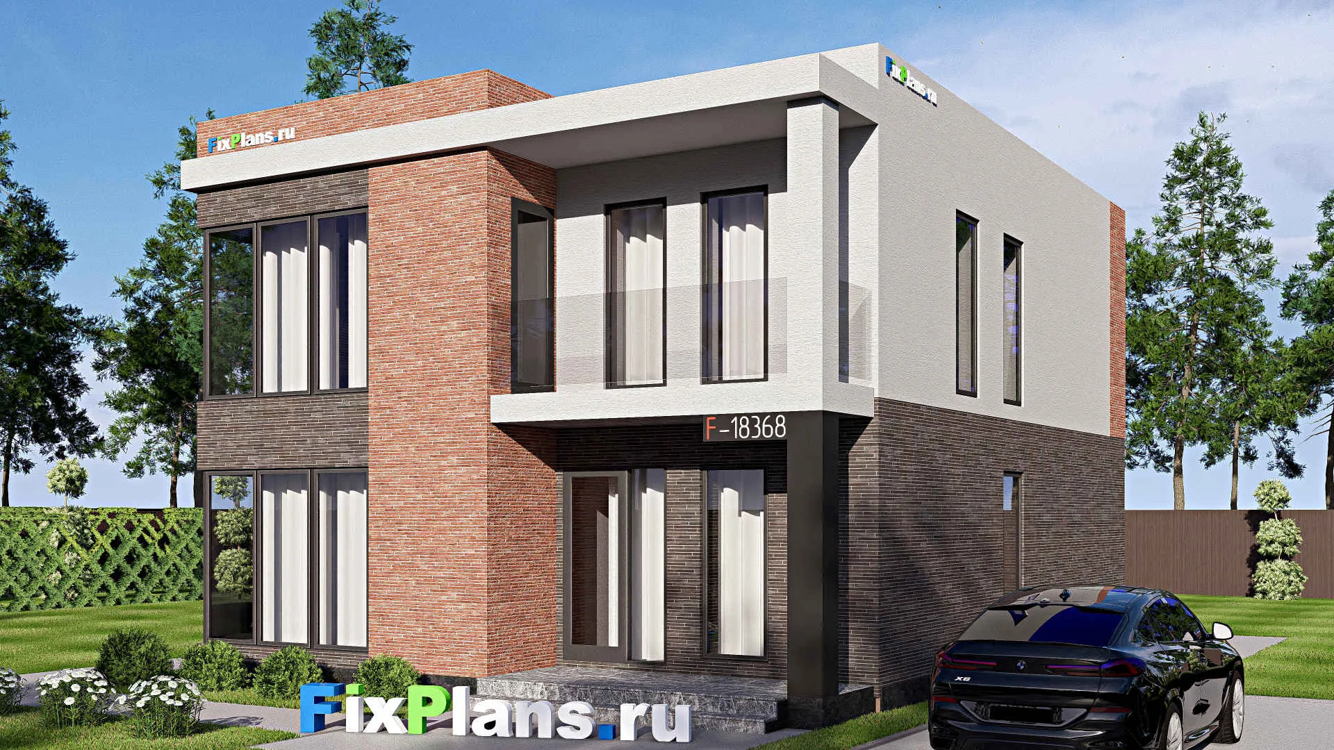 F-18368 - Проект двухэтажного дома 10 на 13, площадью 170 м² с балконом и 4 спальнями