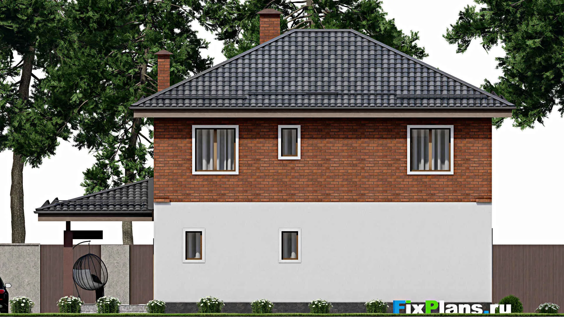 F-12239 - Планы двухэтажного дома 12 на 15, площадью 210 м² с 5 спальнями