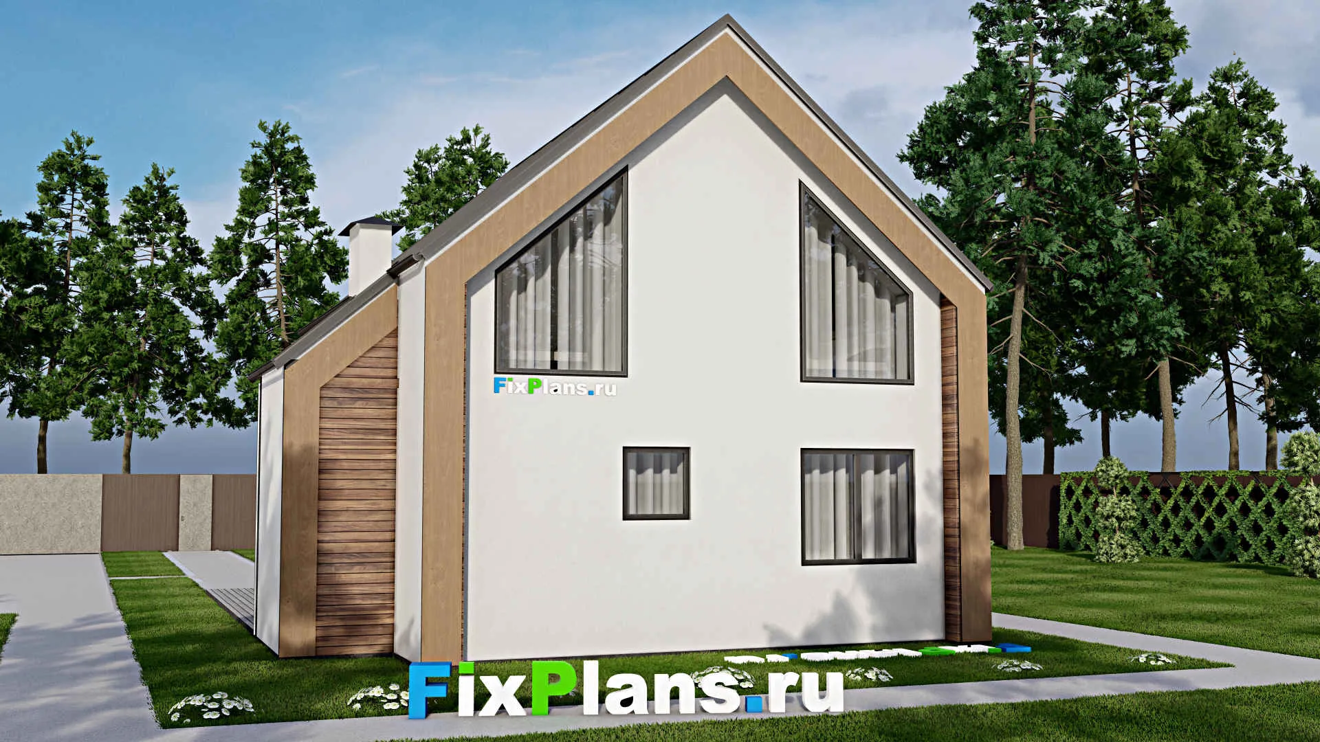 F-6857 - Проект дома с мансардой 9 на 10, площадью 120 м² с террасой и 3 спальнями