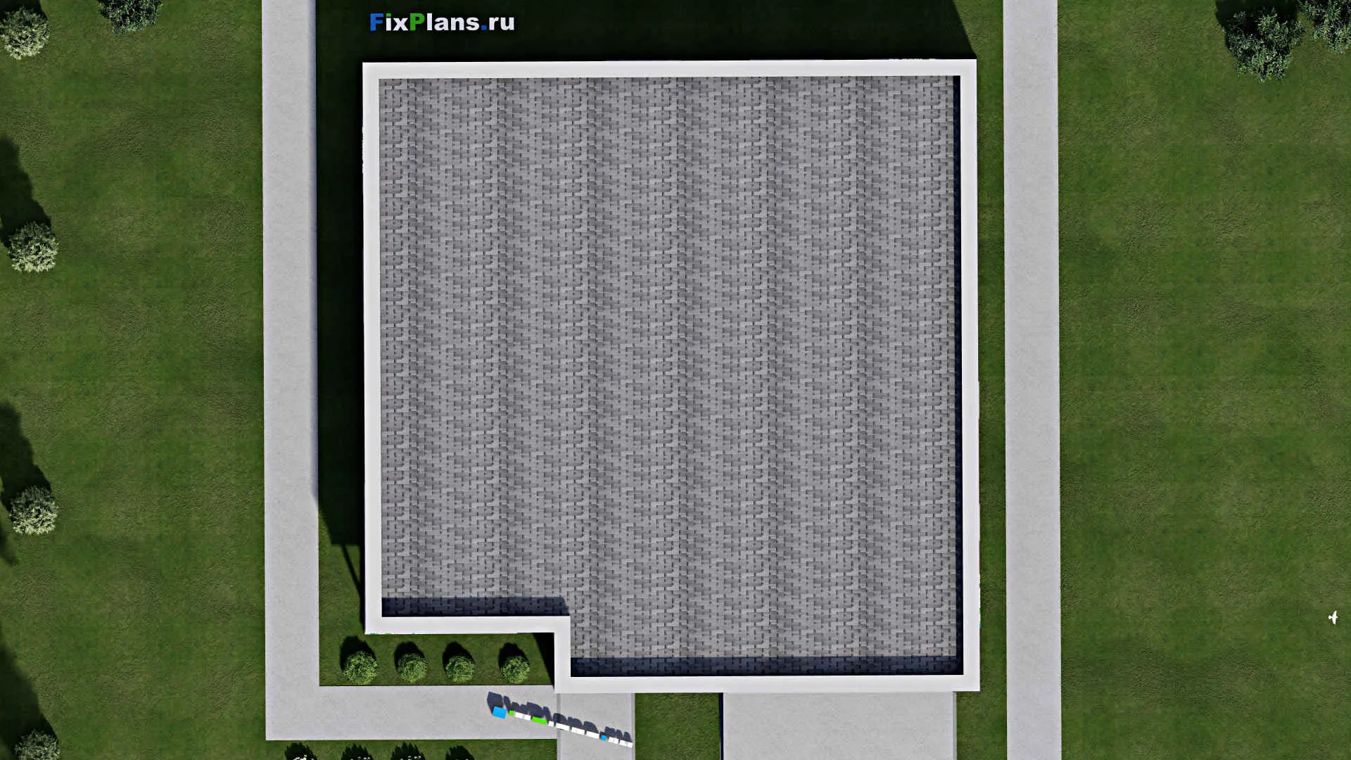 F-8936 - Проект одноэтажного дома 18 на 18, площадью 240 м² с гаражом на 2 машины и 3 спальнями