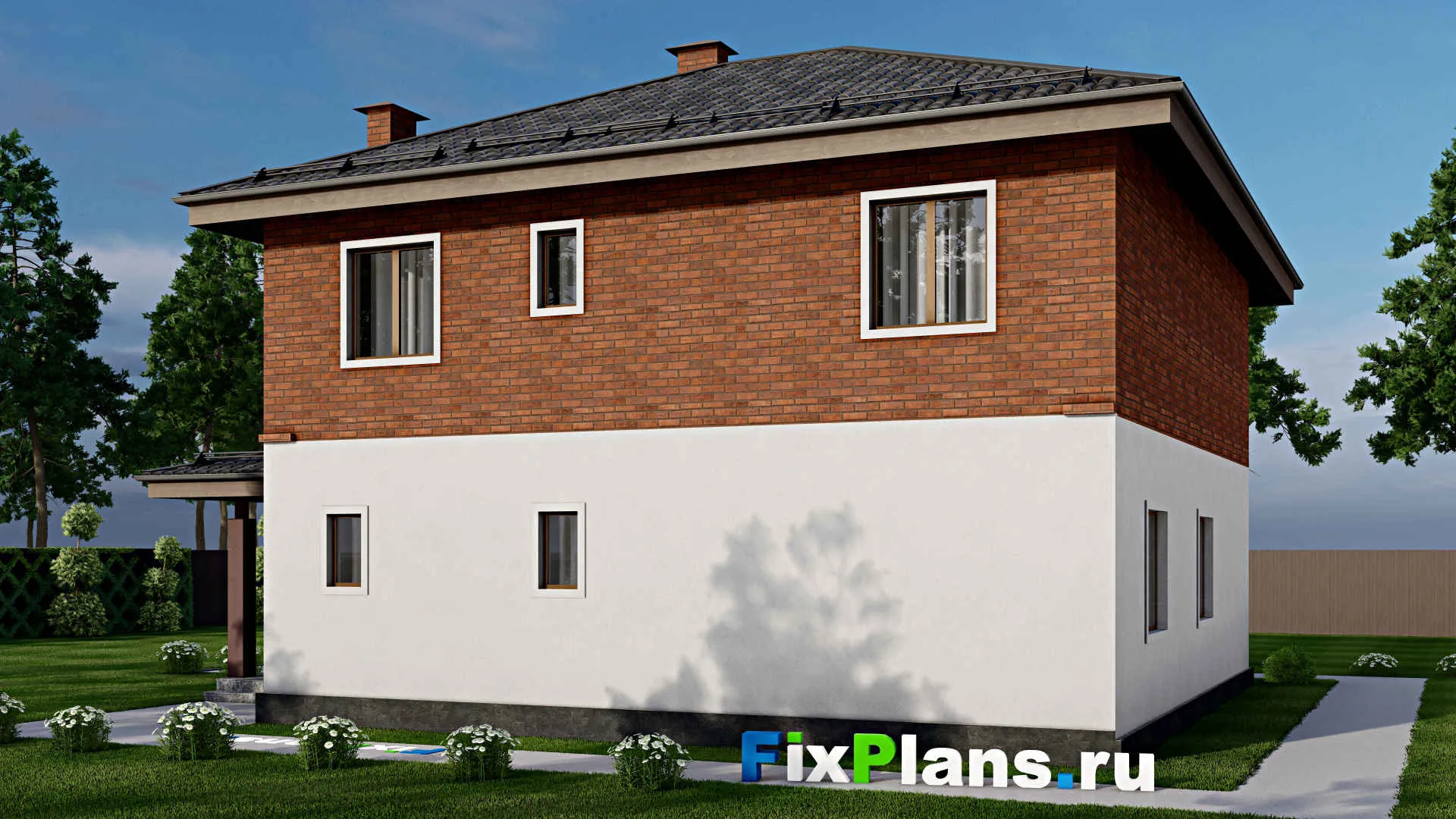 F-12239 - Планы двухэтажного дома 12 на 15, площадью 210 м² с 5 спальнями