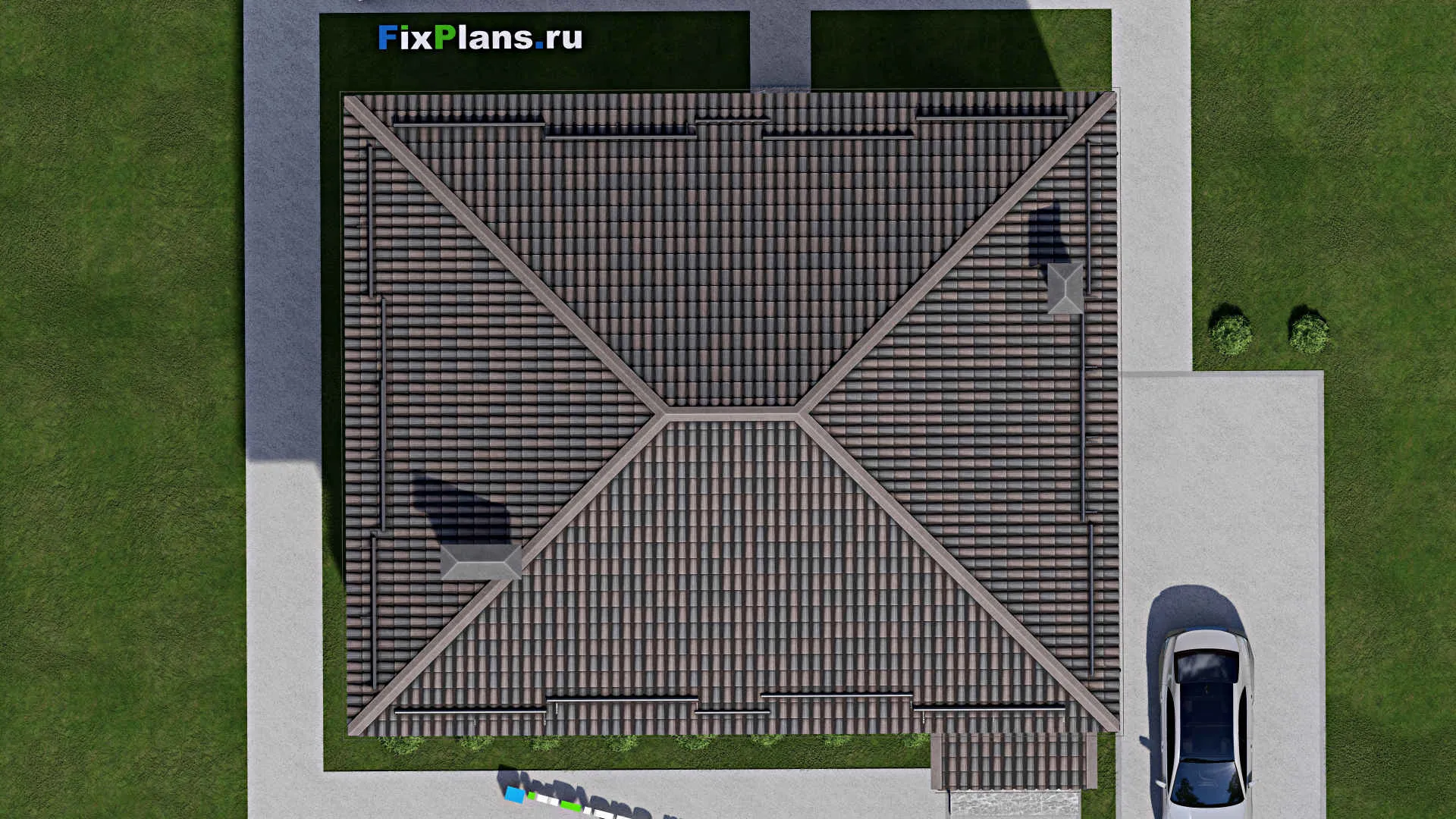 F-5921 - Проект двухэтажного дома 12 на 14, площадью 250 м² с балконом, баней и 4 спальнями