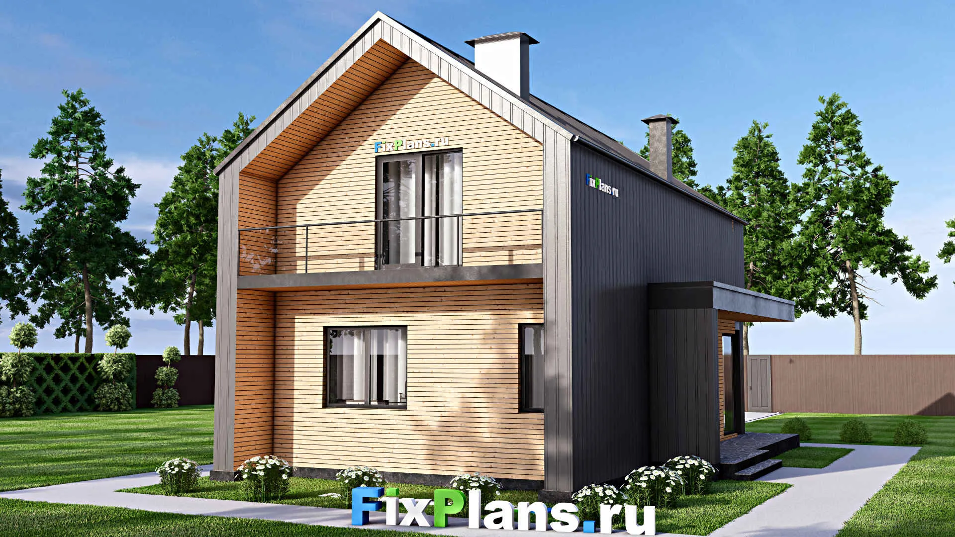 F-16541 - Проект дома с мансардой 9 на 13, площадью 120 м² с 3 спальнями