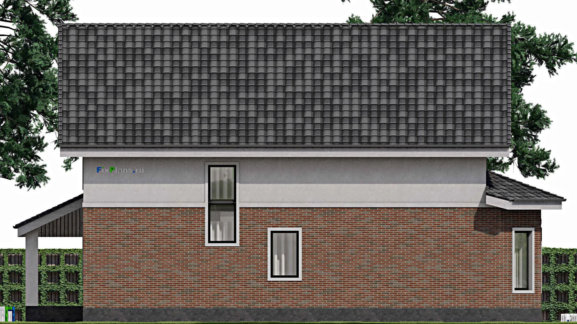 F-1592 - Проект дома с мансардой 11 на 15, площадью 210 м² с террасой и 5 спальнями