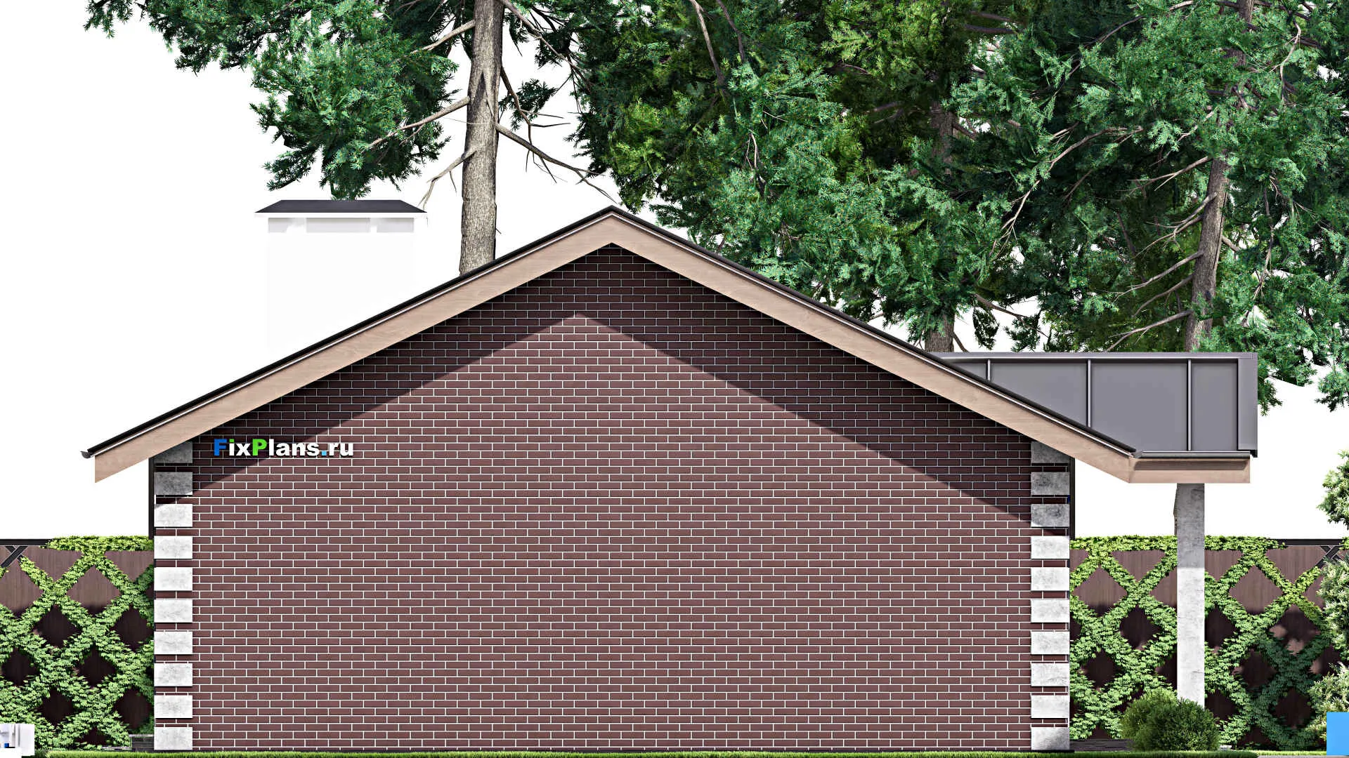 F-13517 - План одноэтажного дома 12 на 19, площадью 130 м² с баней и 3 спальнями