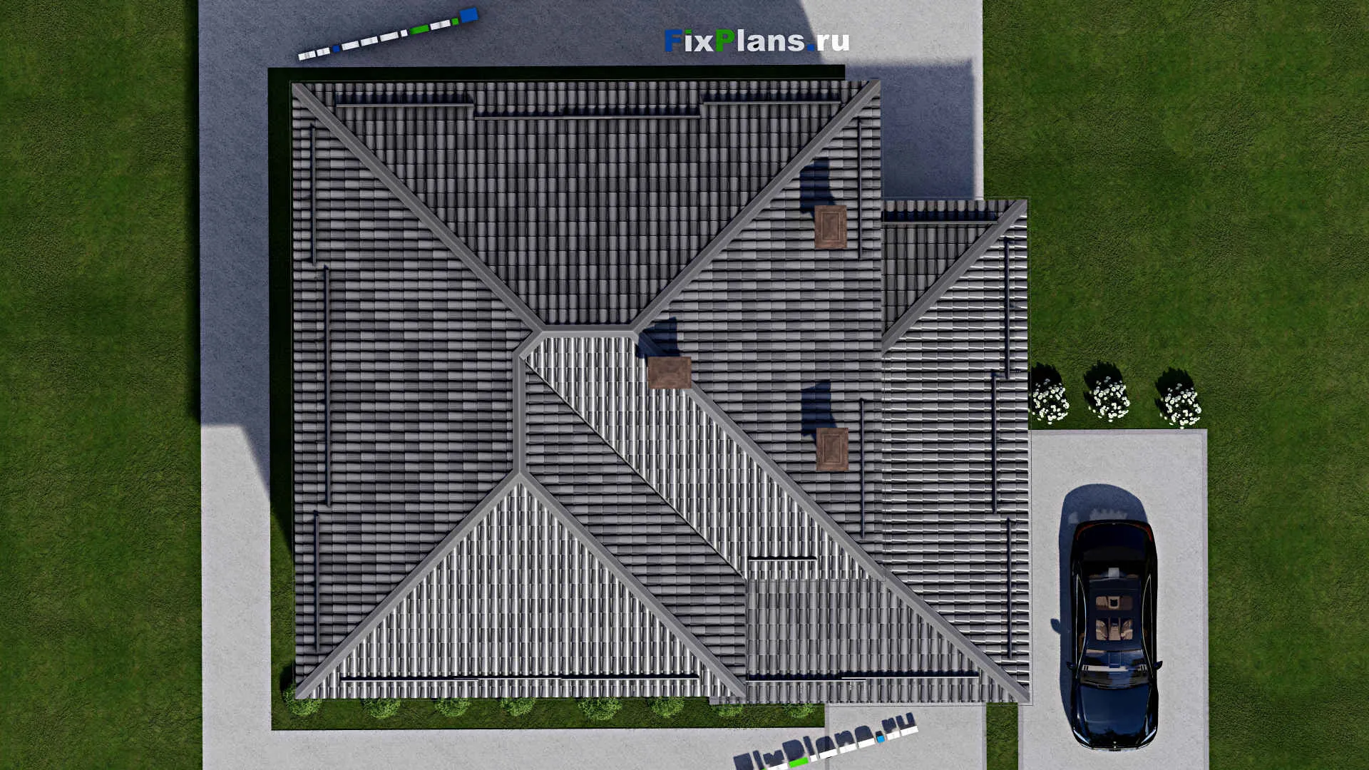 F-12239 - Планы двухэтажного дома 12 на 15, площадью 210 м² с 5 спальнями