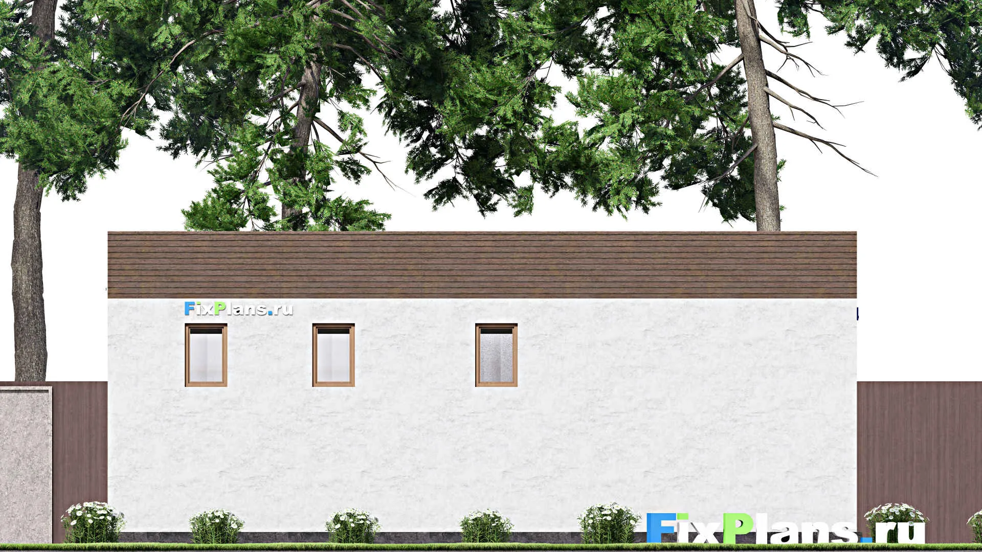 F-15011 - Проект бани 9 на 11, площадью 70 м² с комнатой отдыха, терассой и санузлом