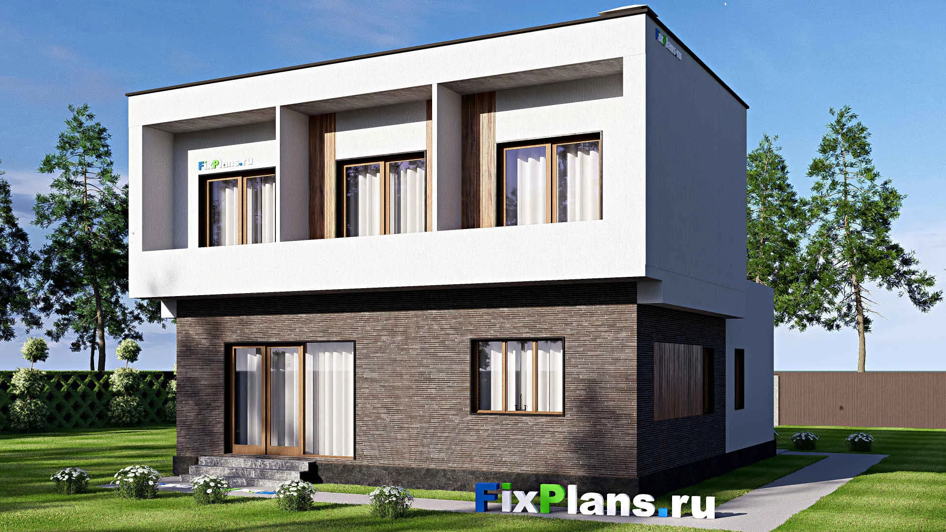 F-17855 - Планы двухэтажного дома 12 на 13, площадью 160 м² с балконом и 4 спальнями