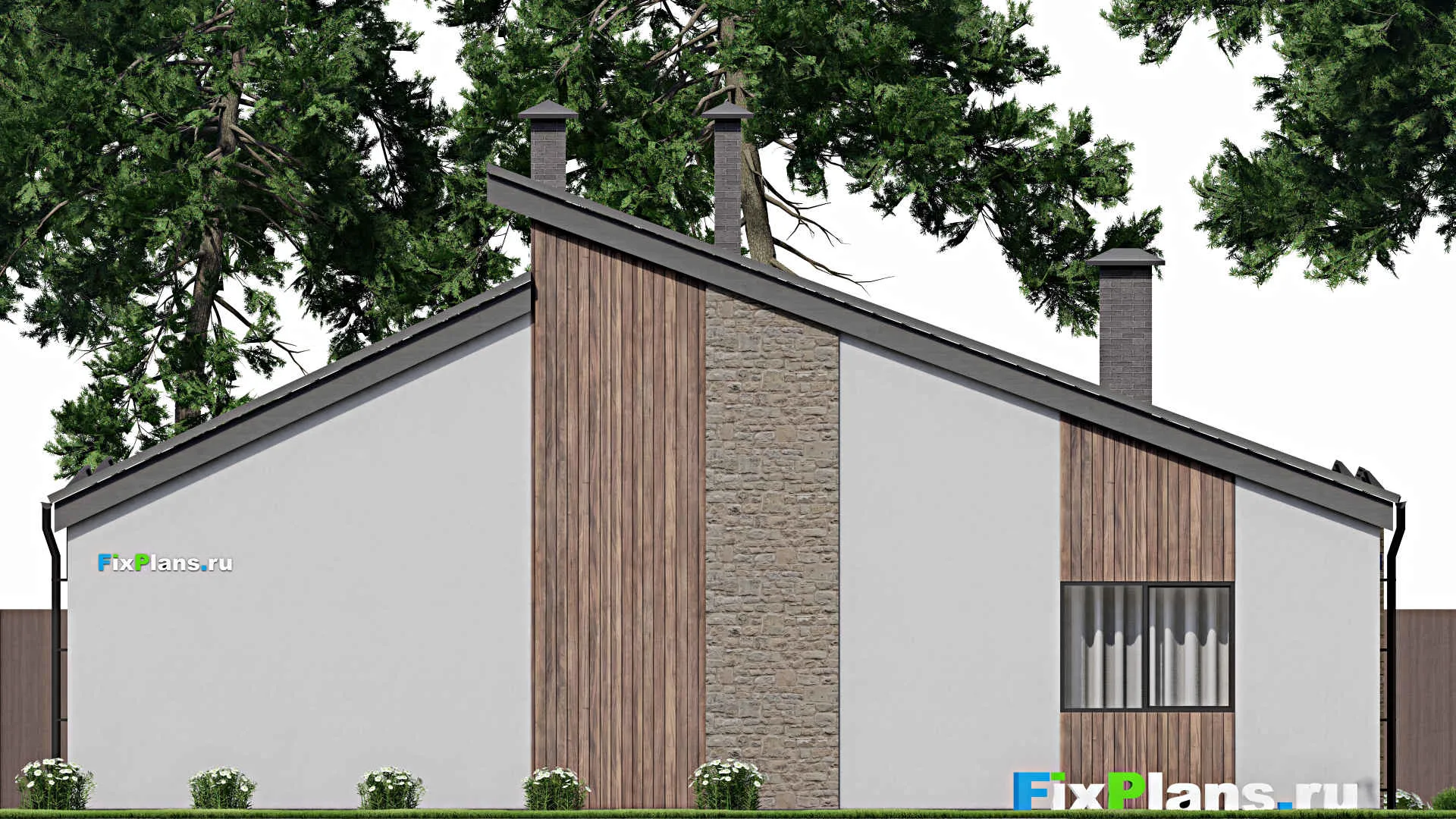 F-8369 - Проект одноэтажного дома 14 на 15, площадью 170 м² с террасой и 3 спальнями