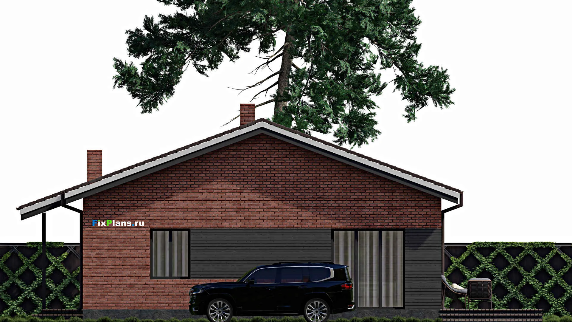 F-0449 - Проект одноэтажного дома 14 на 17, площадью 160 м² с террасой и 3 спальнями