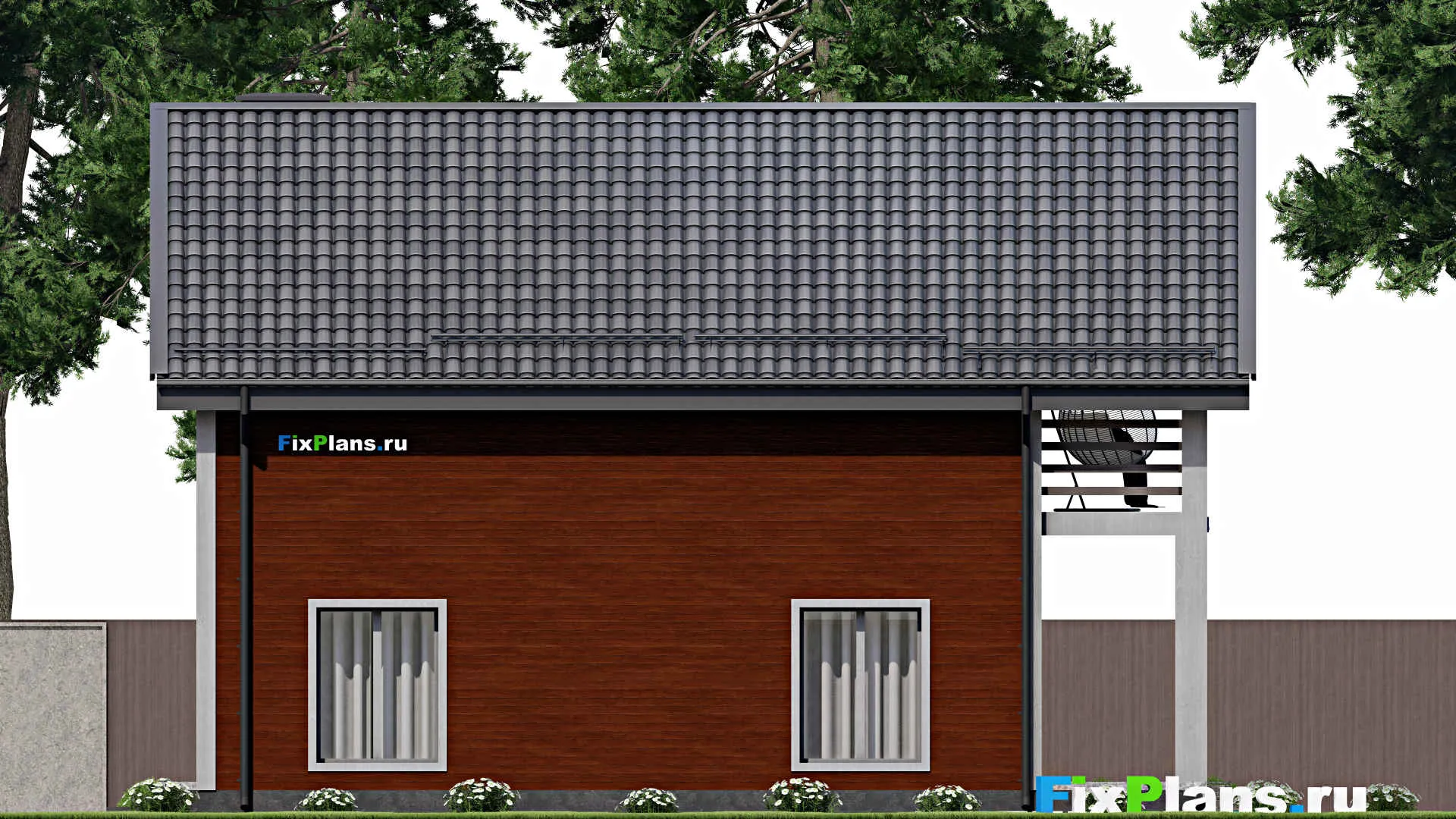 F-6920 - Проект дома с мансардой 10 на 12, площадью 200 м² с террасой, балконом и 4 спальнями