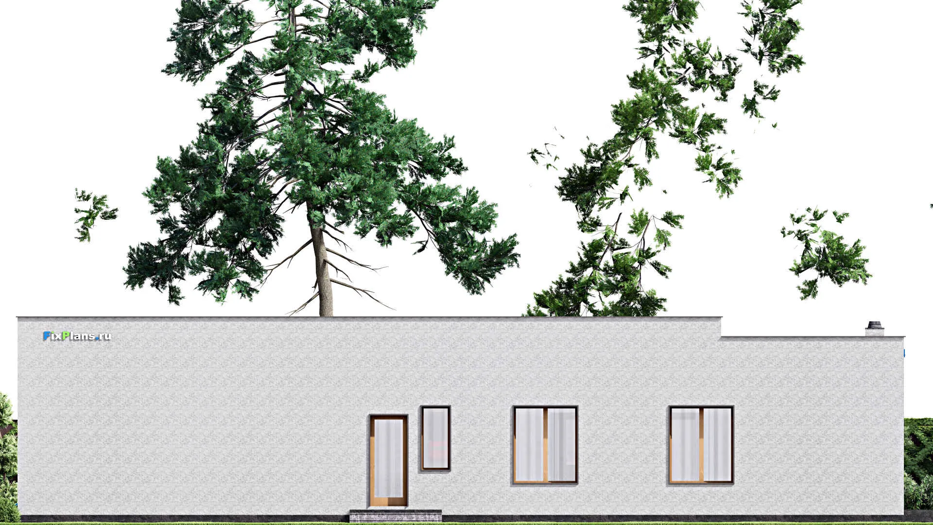 F-15983 - Проект одноэтажного дома 21 на 22, площадью 280 м² с террасой, гаражом на 2 машины и 3 спальнями