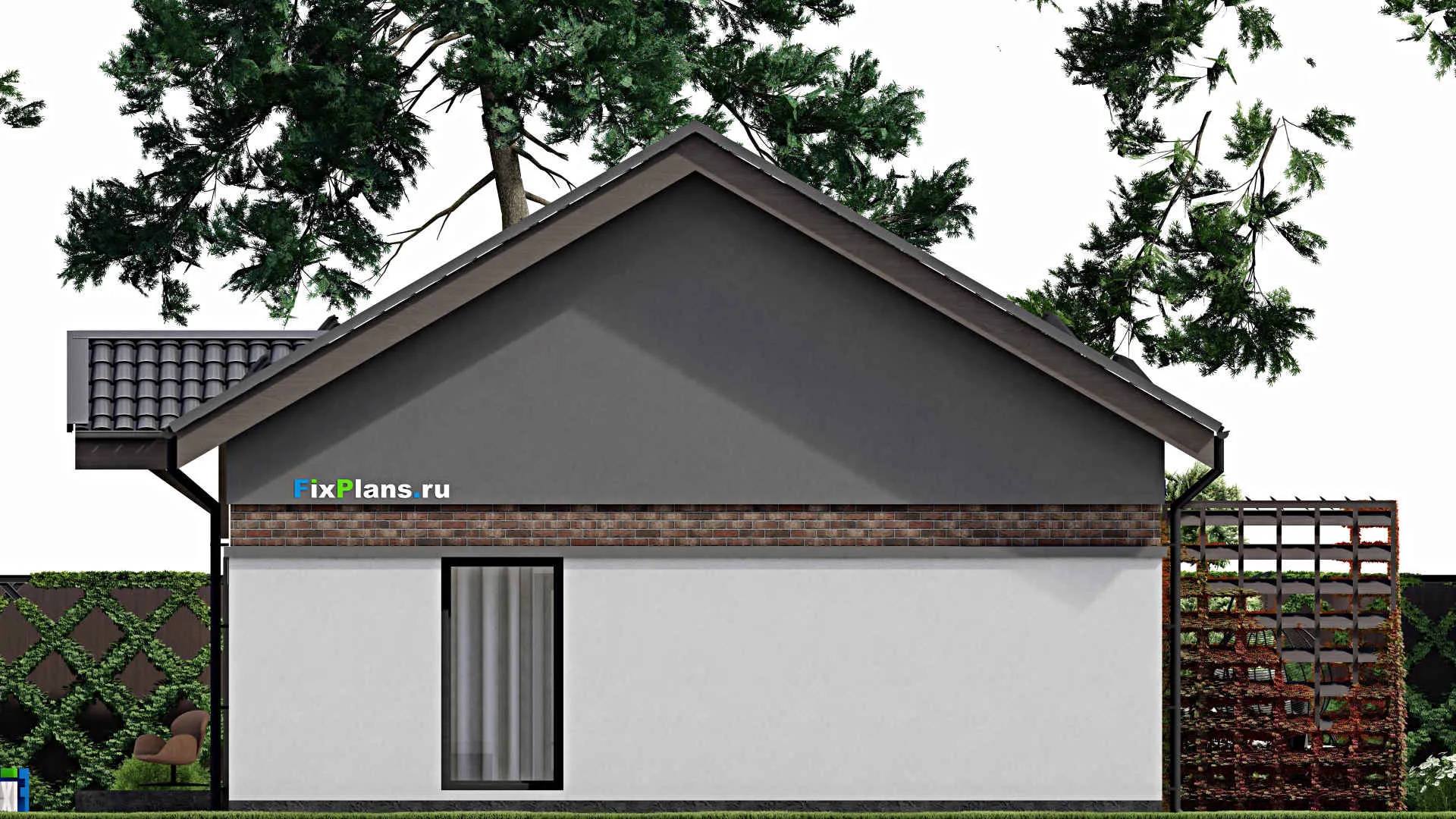 F-1988 - Проект одноэтажного дома 10 на 15, площадью 120 м² с террасой и 3 спальнями
