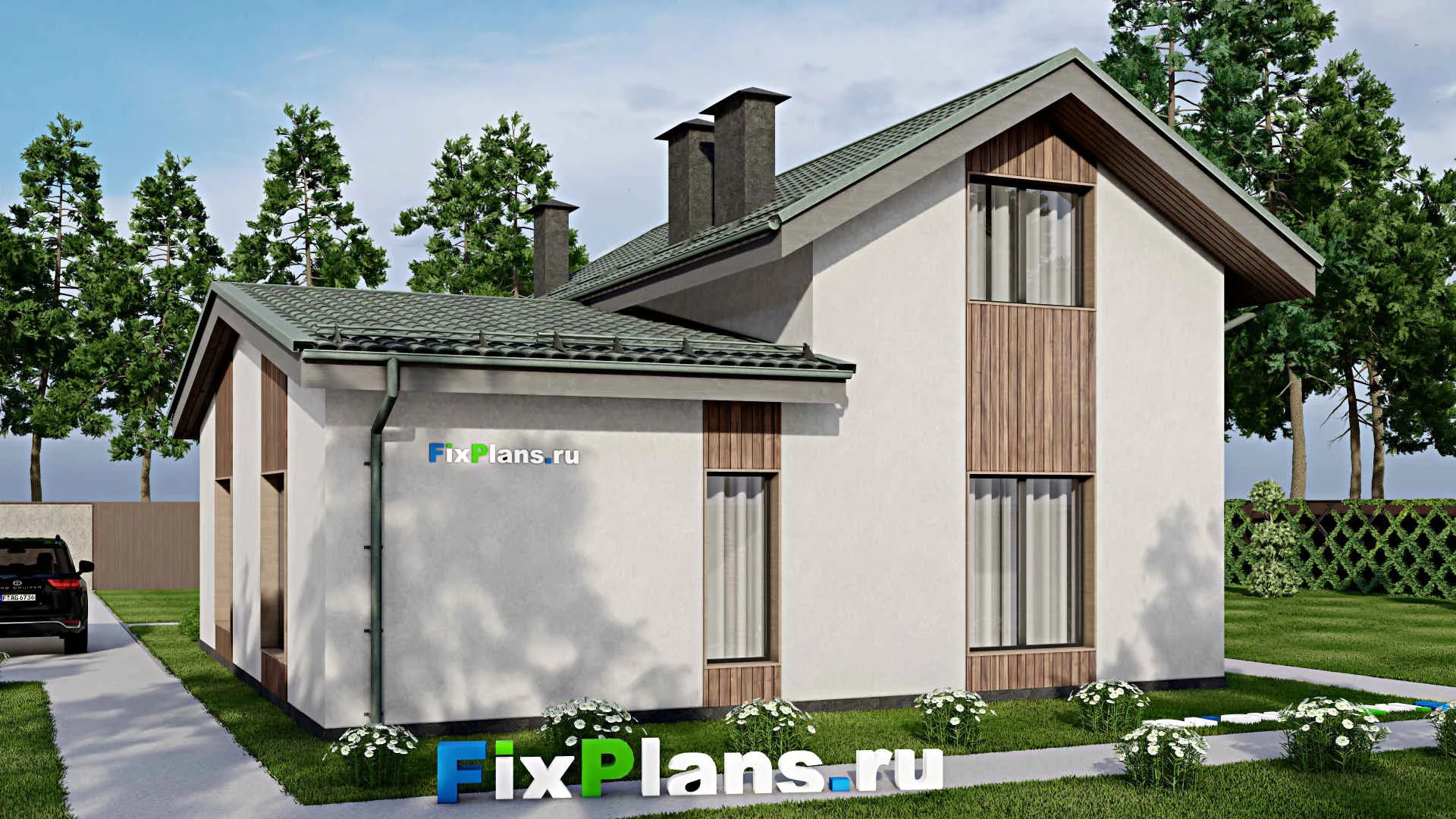 F-6983 - Проект дома с мансардой 11 на 13, площадью 140 м² с 5 спальнями