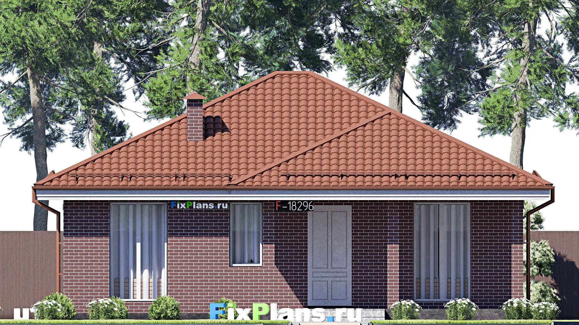 F-18296 - План одноэтажного дома 12 на 13, площадью 120 м² с 2 спальнями