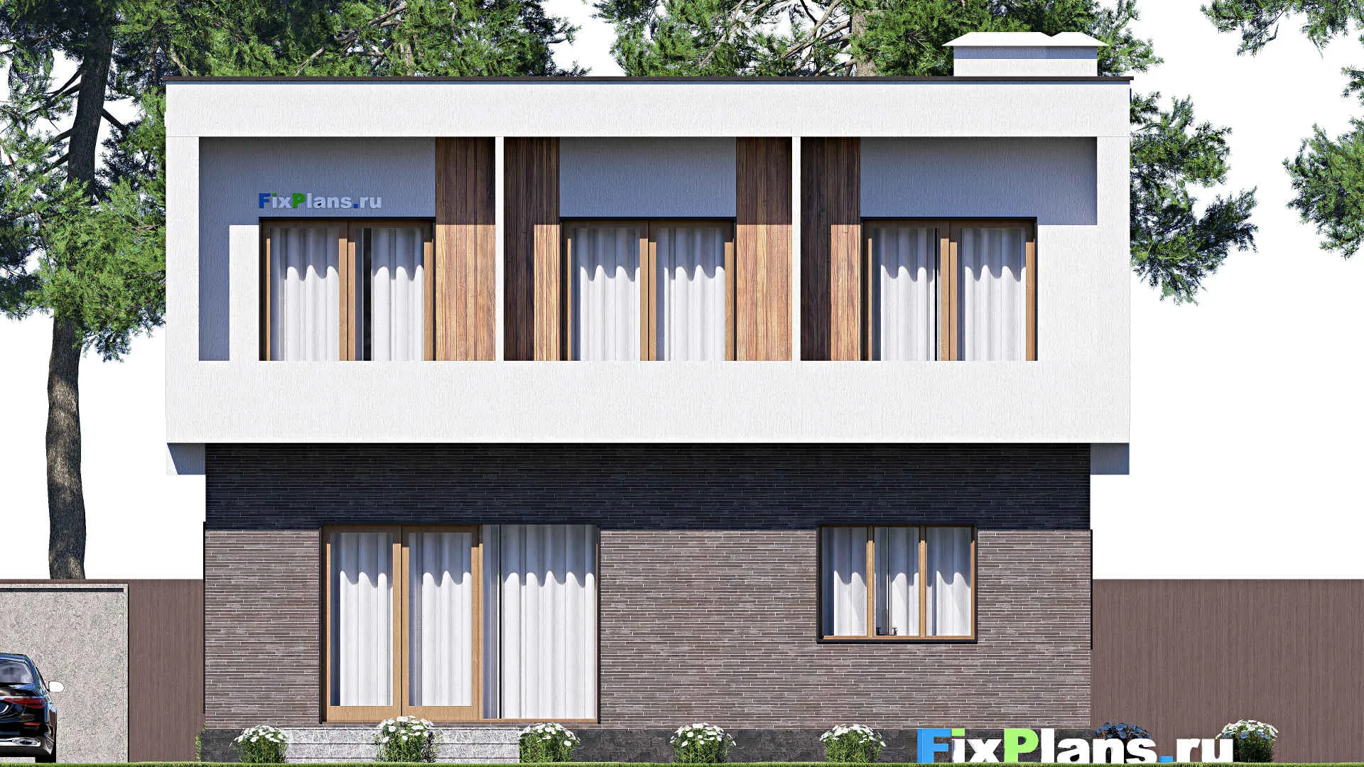 F-17855 - Планы двухэтажного дома 12 на 13, площадью 160 м² с балконом и 4 спальнями