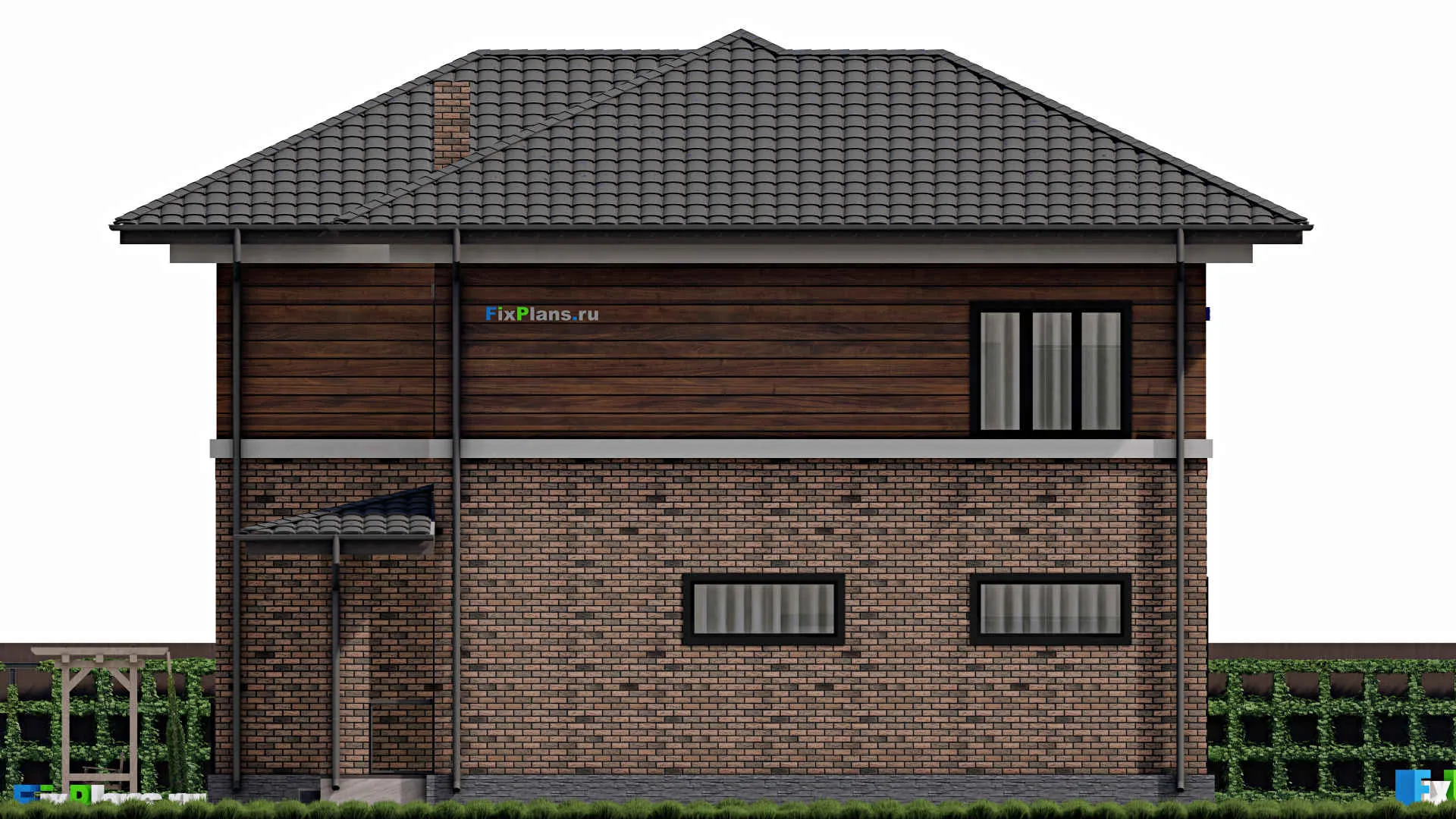 F-0206 - Проект двухэтажного дома 14 на 14, площадью 220 м² с 4 спальнями