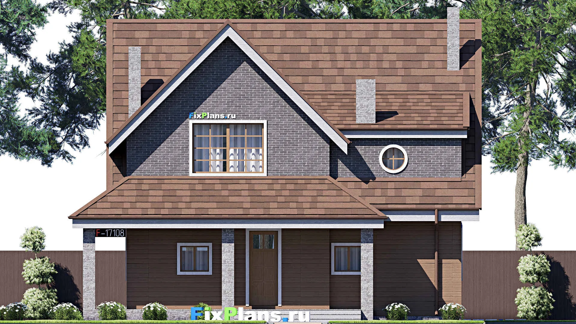 F-17108 - Планы дома с мансардой 13 на 16, площадью 220 м² с террасой и 3 спальнями